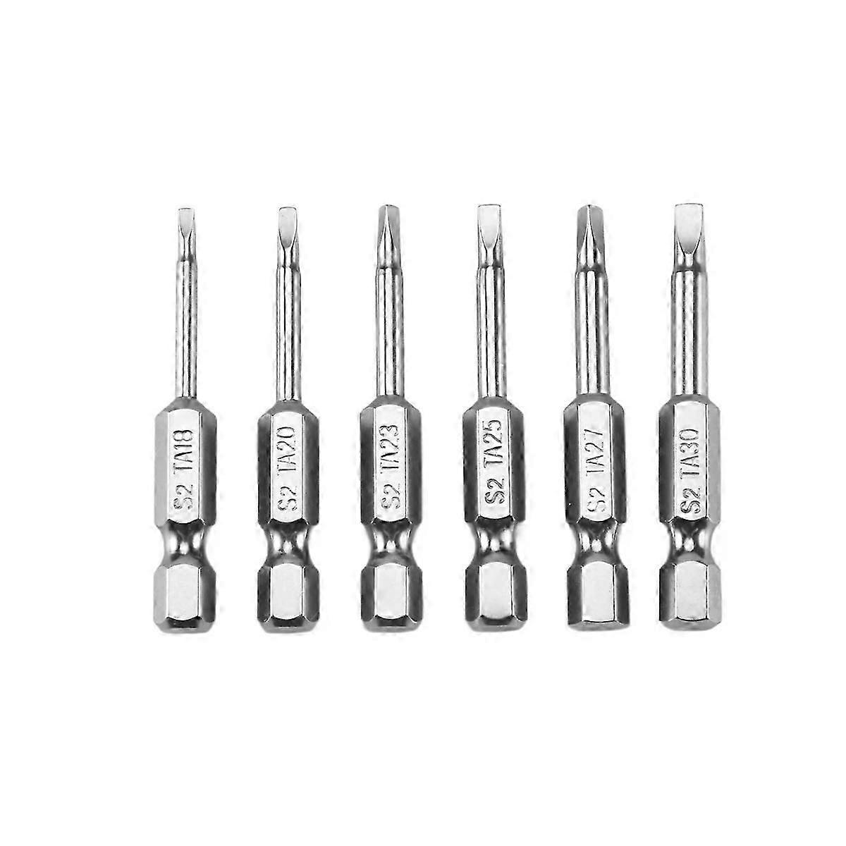 6Pcs S2 Steel Triangular Screw Bits Magnetic 1.8/2/2.3/2.5/2.7/3 Mm