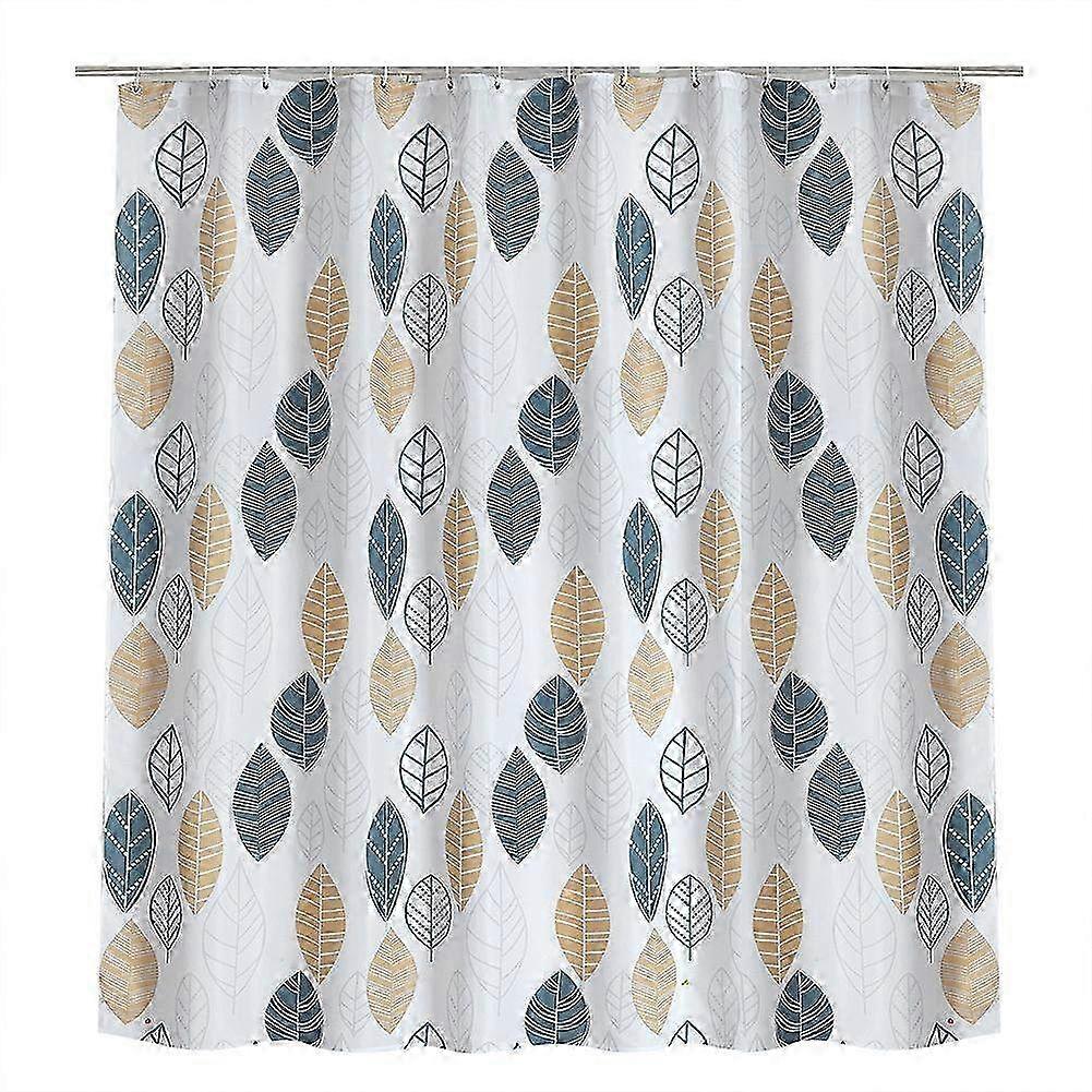 Waterproof Shower Curtain with Leaf Print - Polyester Bathroom Decor (Large Size)