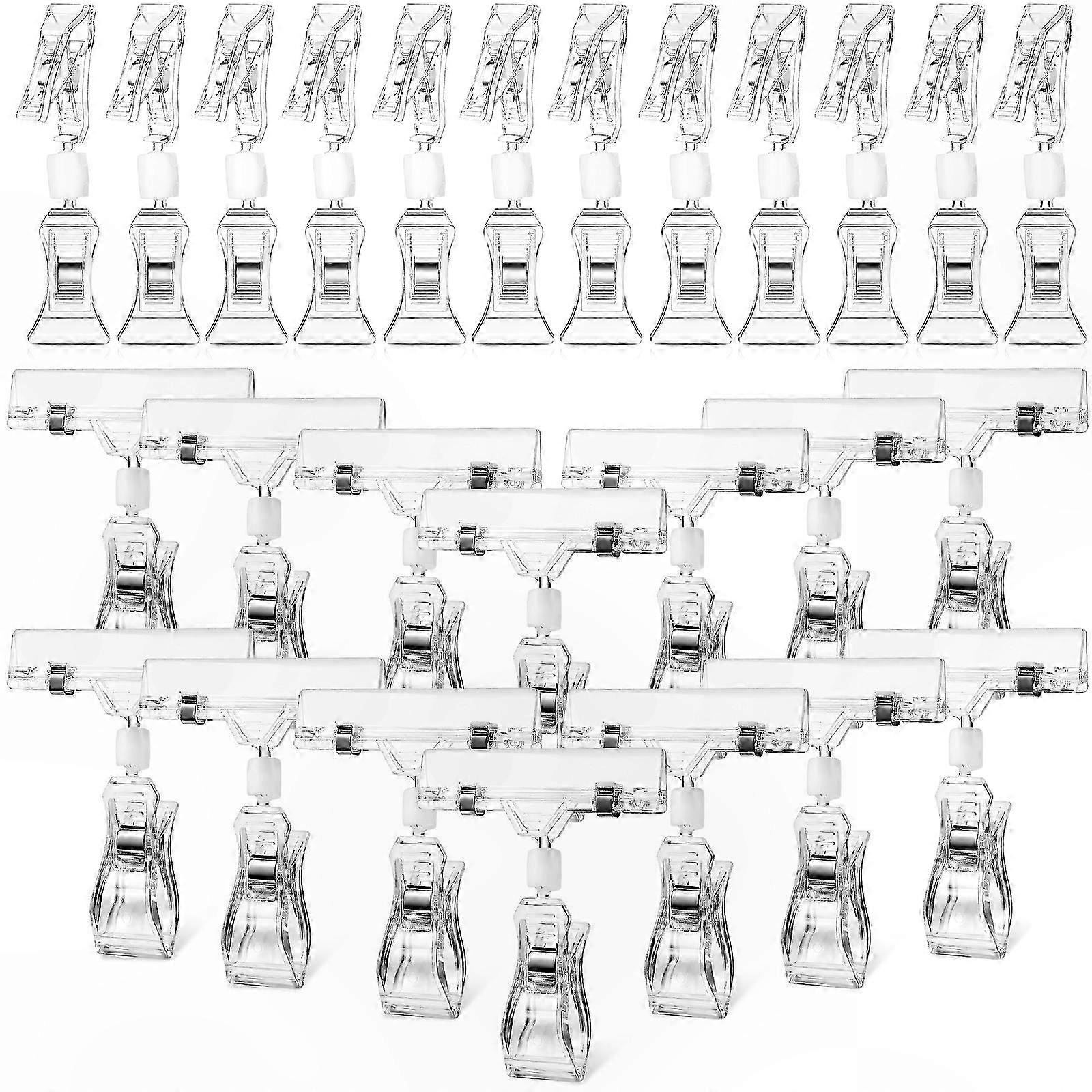 Rotatable Sign Clips for Store Displays, 40 Pack, Clear Price Tag Holders