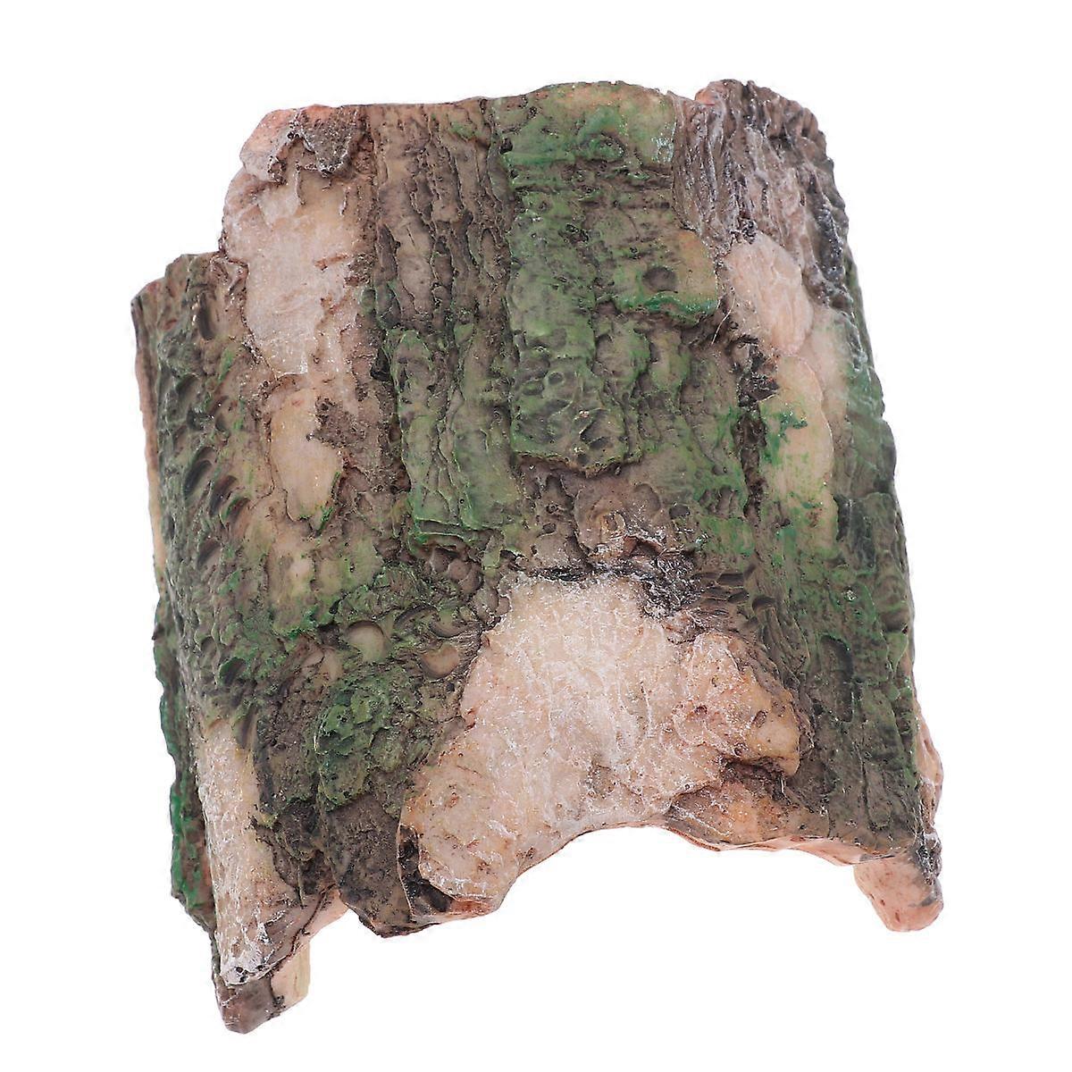 Green Resin Bark Tree Ornament for Fish Tank Decoration Create Unique Environment Feeling Safe Durable 7.8 Inches