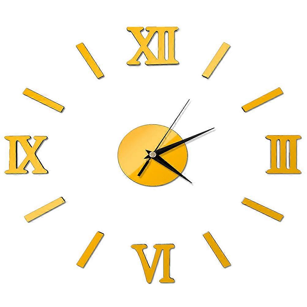 Modern Frameless Wall Clock with Acrylic Material and Mirror Effect for Home Decoration Golden Large Size 12.6x0.4x12.6 Inches