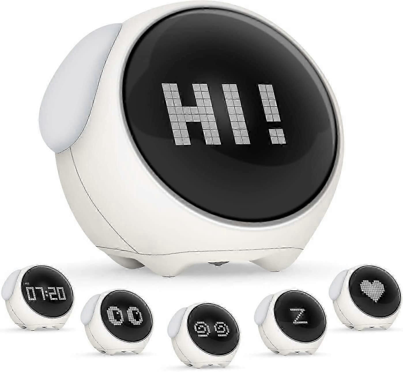 Réveil pour enfants,Rechargeable,Avec veilleuse activée par la voix,5 voix,Fonction Snooze,Date,Température
