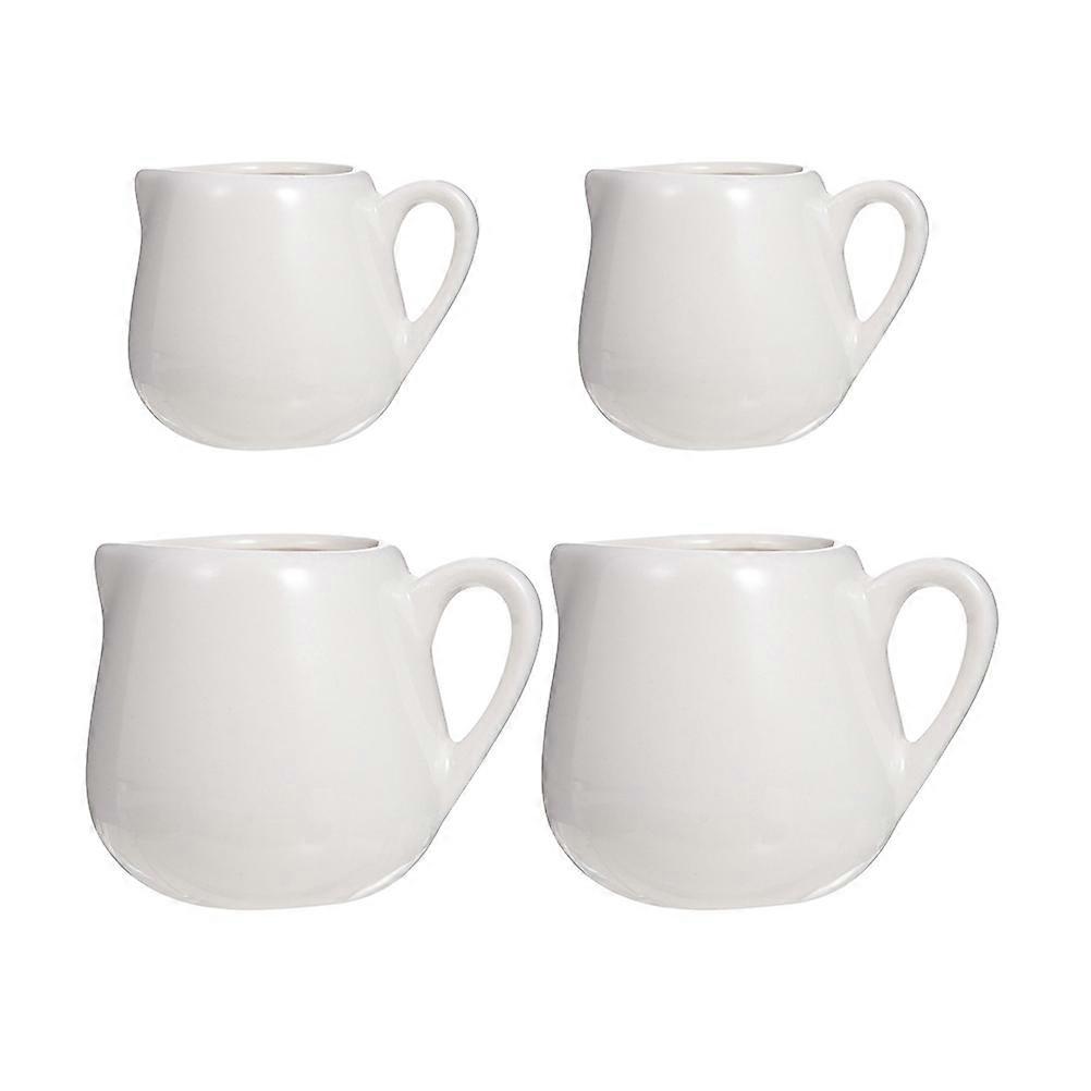 Small Porcelain Milk Jug Set For Cafe Food Serving With Handle 4Pcs