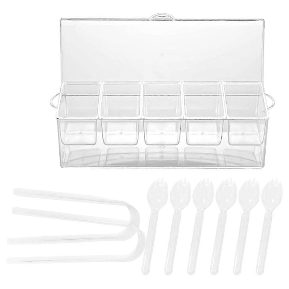 Clear Seasoning Box With Spoon Kitchen Spice Storage Container Suitable For Home Use 16X6.2X4.3In Reusable 1Set