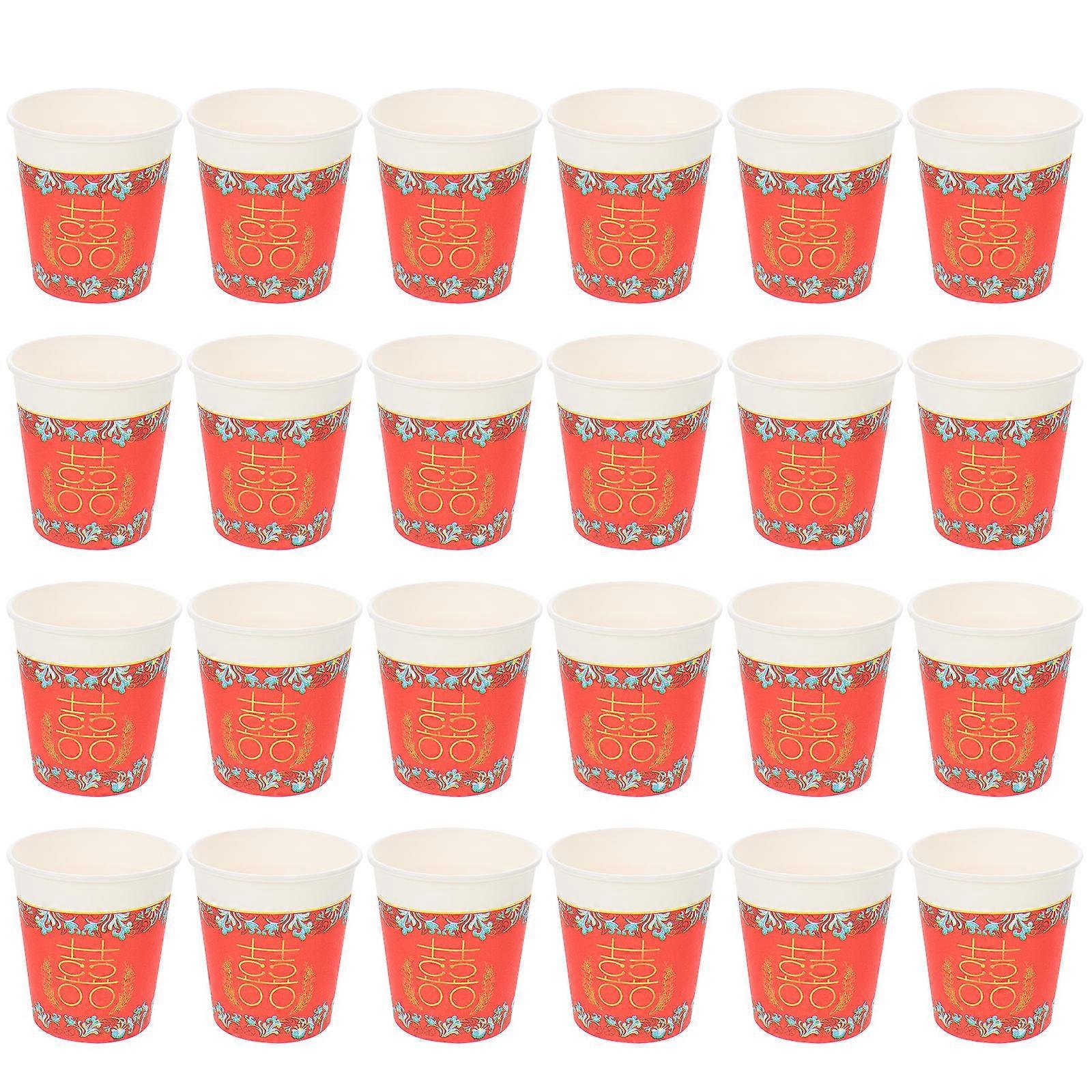 Cylindrical Party Paper Cups For Weddings And Home Receptions Simple Design Safe Disposable 100Pcs