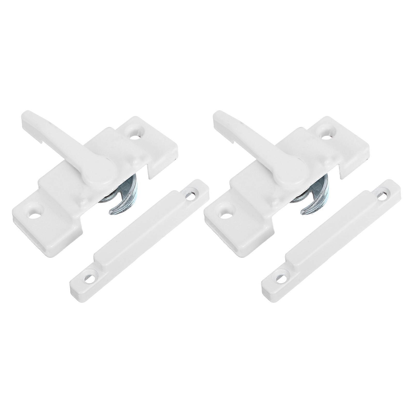 Sash Locks For Windows: 2 Pair White Locking Hardware For Sliding Windows Enhancing Home Decor With Aesthetic Side Hole Design For Added Security