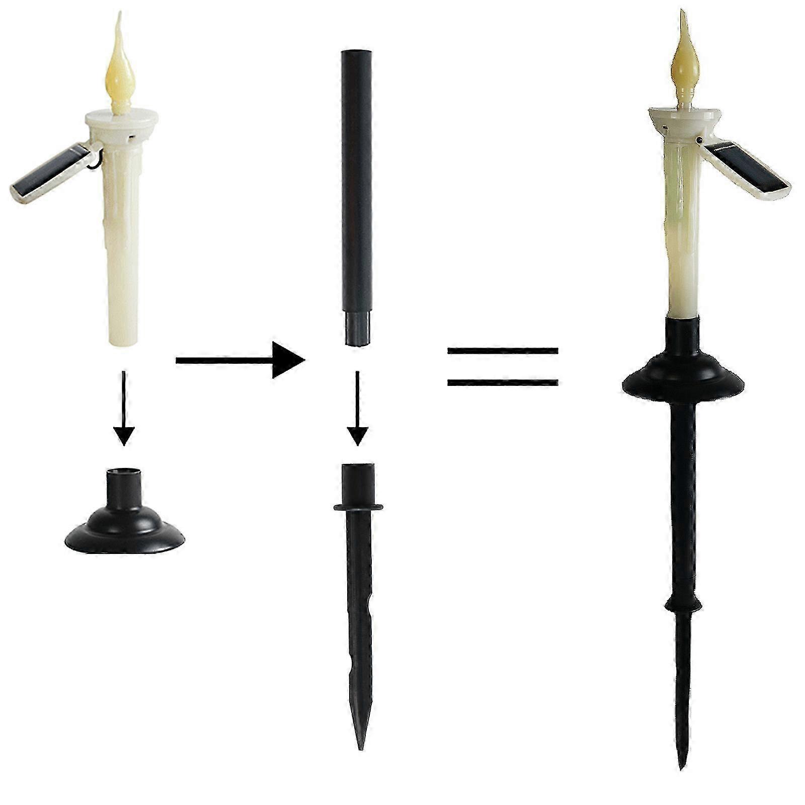 2025 4PCS Solar LED Candles with Flicker Effect, Waterproof and Smokeless, 46.4cm Height