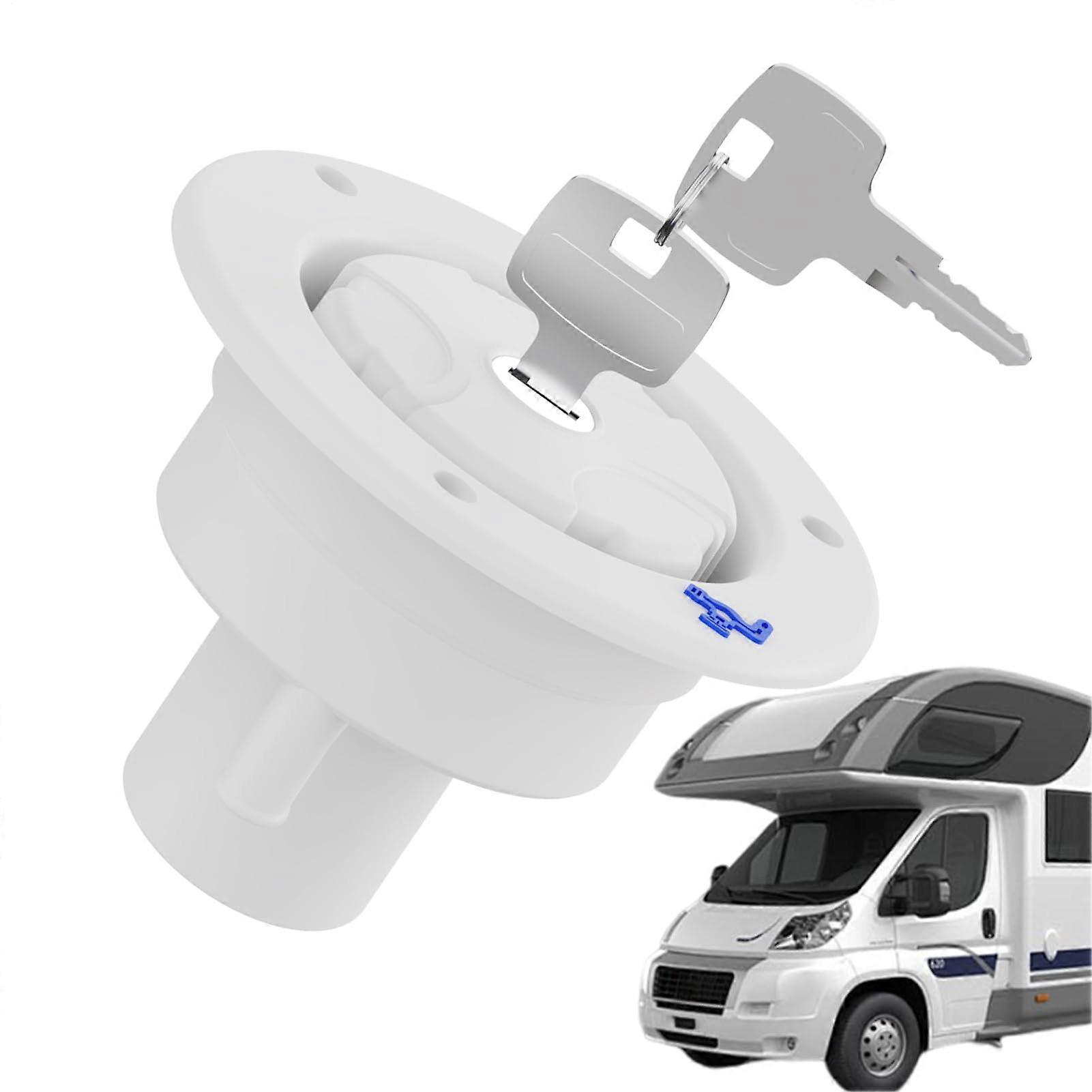 Lockable RV Water Inlet with Key and Dustproof Valve Adapter for Camper, Caravan, Motorhome, White