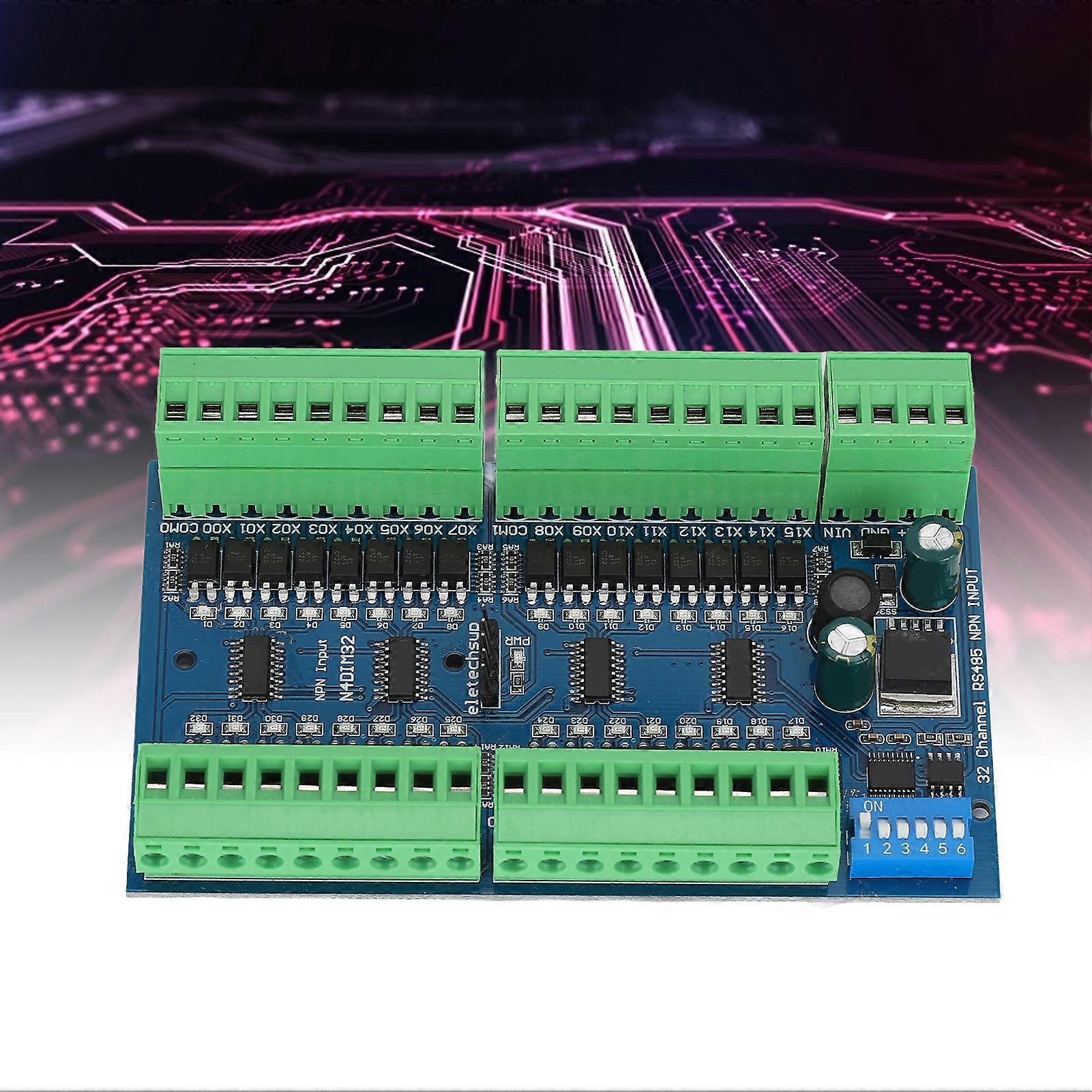 RS485 Input Controller 32 Channel DIN Rail Isolated PLC Switch Quantity Acquisition BoardNPN ModuleLow Level 