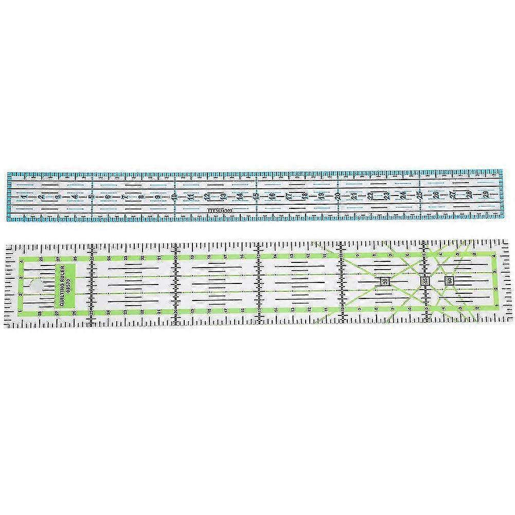 Set of 2 Mini Acrylic Sewing Scale Rulers with Grid Lines - Quilting Measuring Tool for Drawing Stitches and Crafting