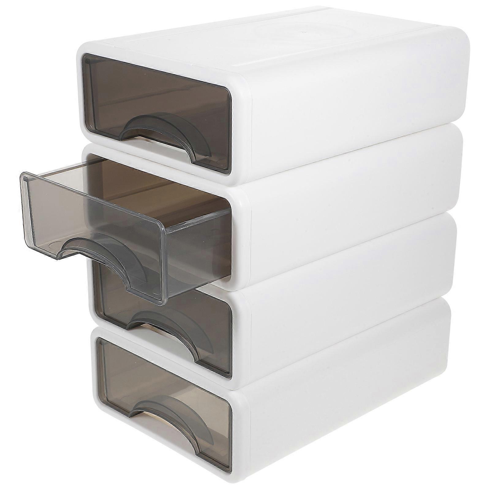 White Desktop Sundry Organizer Box Made of Sturdy PP for Office and Home Storage 4 Pcs