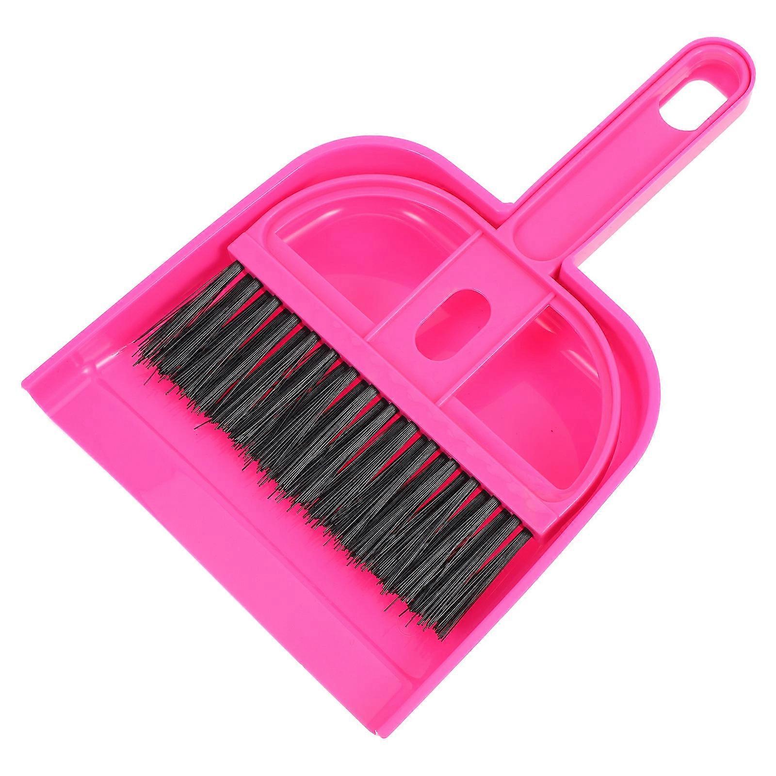 Compact Handheld Mini Broom and Dustpan Set with Soft Brush for Desktop, Bed, Car, and Keyboard Cleaning – Space Saving Dust Removal Tool in Rosy