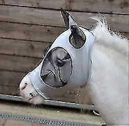 Ruggles Shetland Miniature Section A Pull On Fly Mask With Ears | Stretch Lycra | Horse & Pony Eye Protection (Std Shet, Pale Grey)-hy