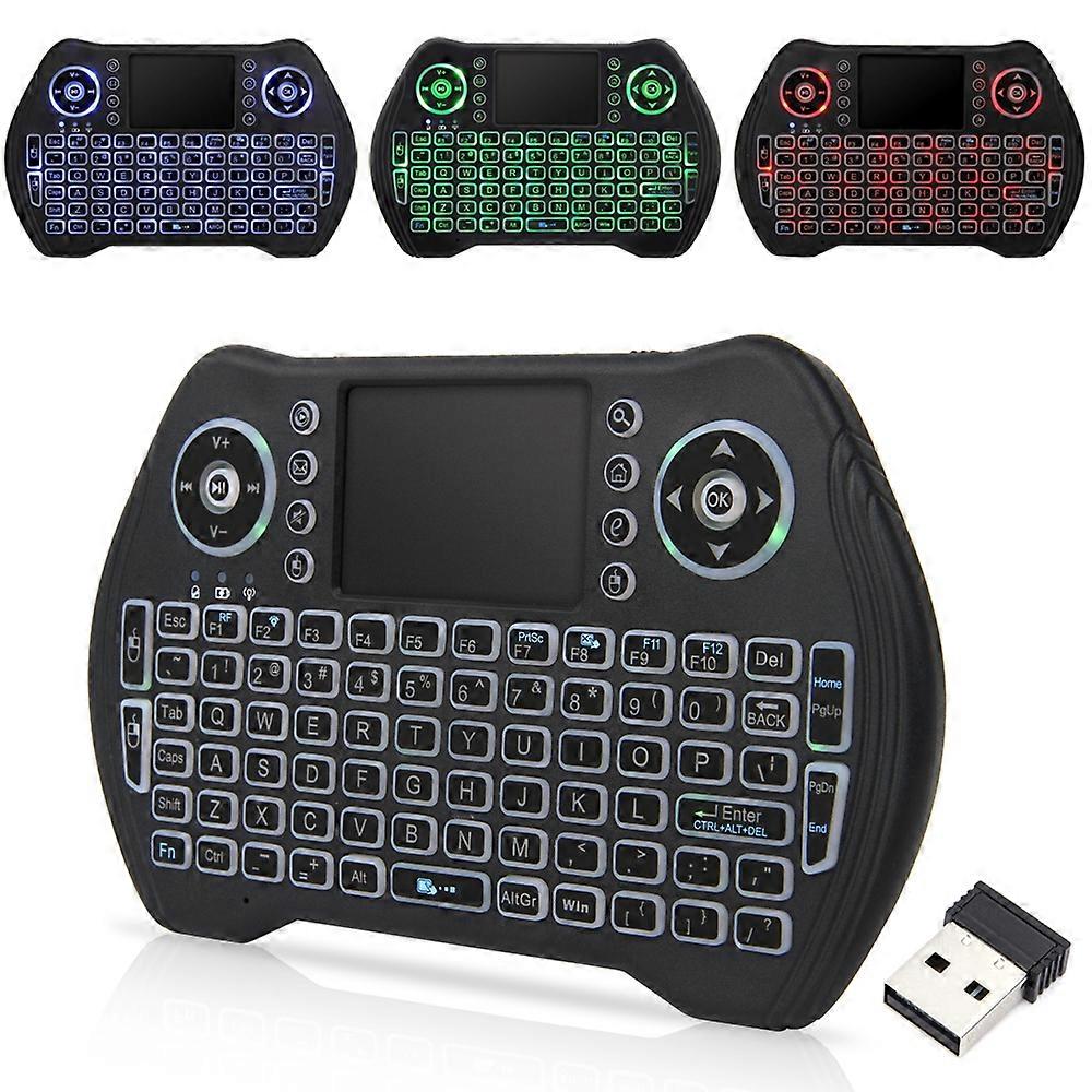 Backlit 2.4GHz Wireless Keyboard Touchpad Remote Control, Black