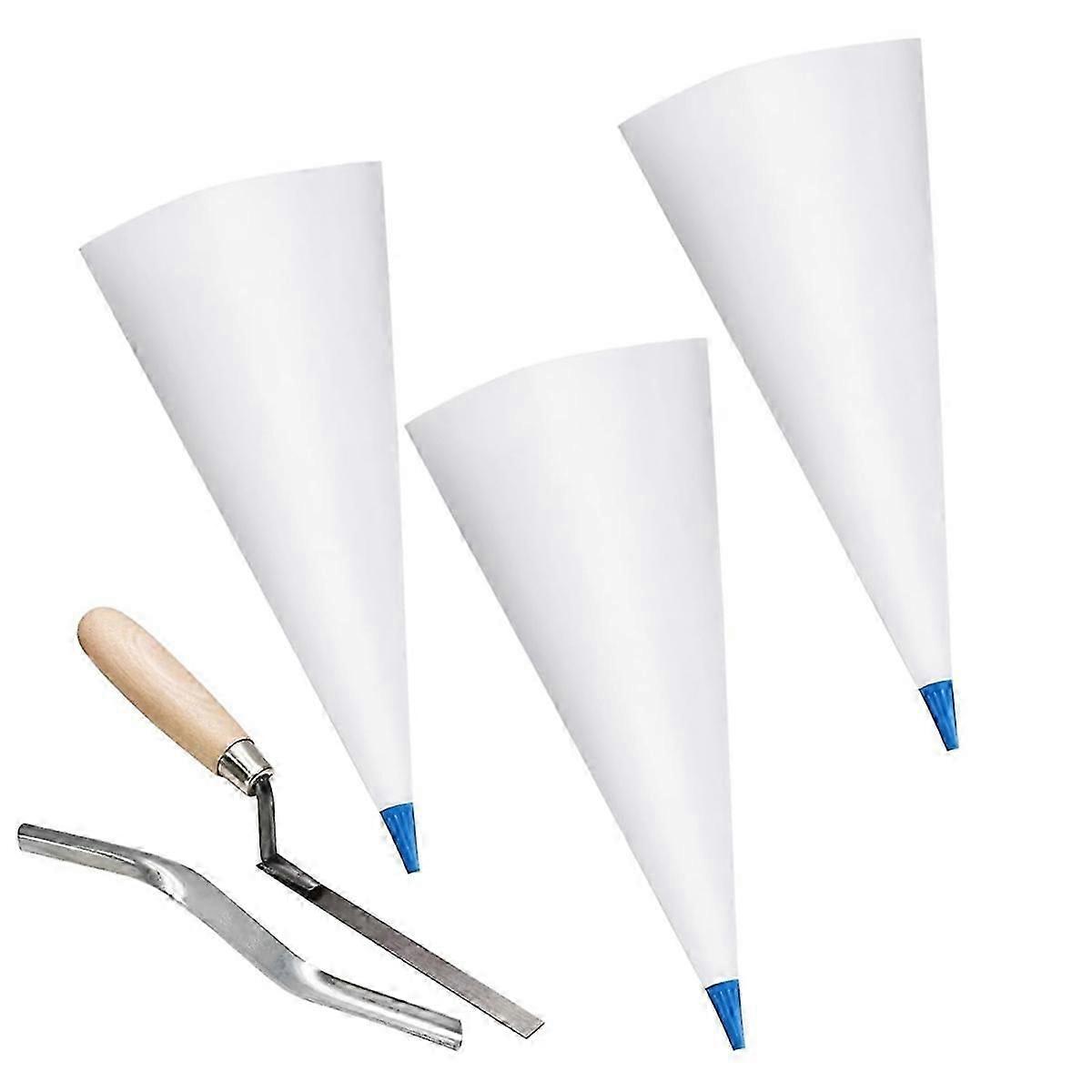 3 pack masonry mortar bag with brick jointer for tiles