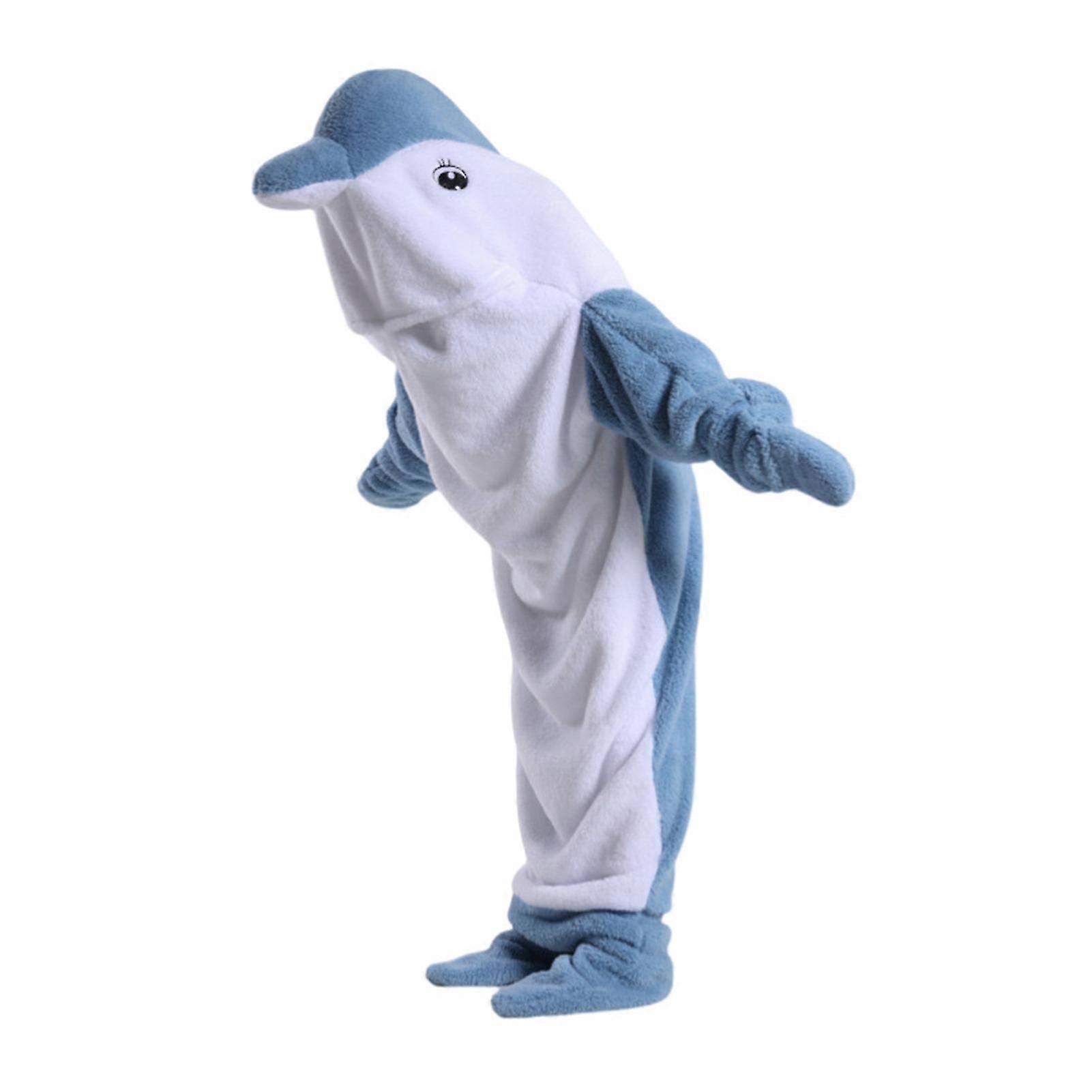 Sleeping Bag Cartoon Dolphin Shape Soft Flannel Outings And Sleepover Blanket