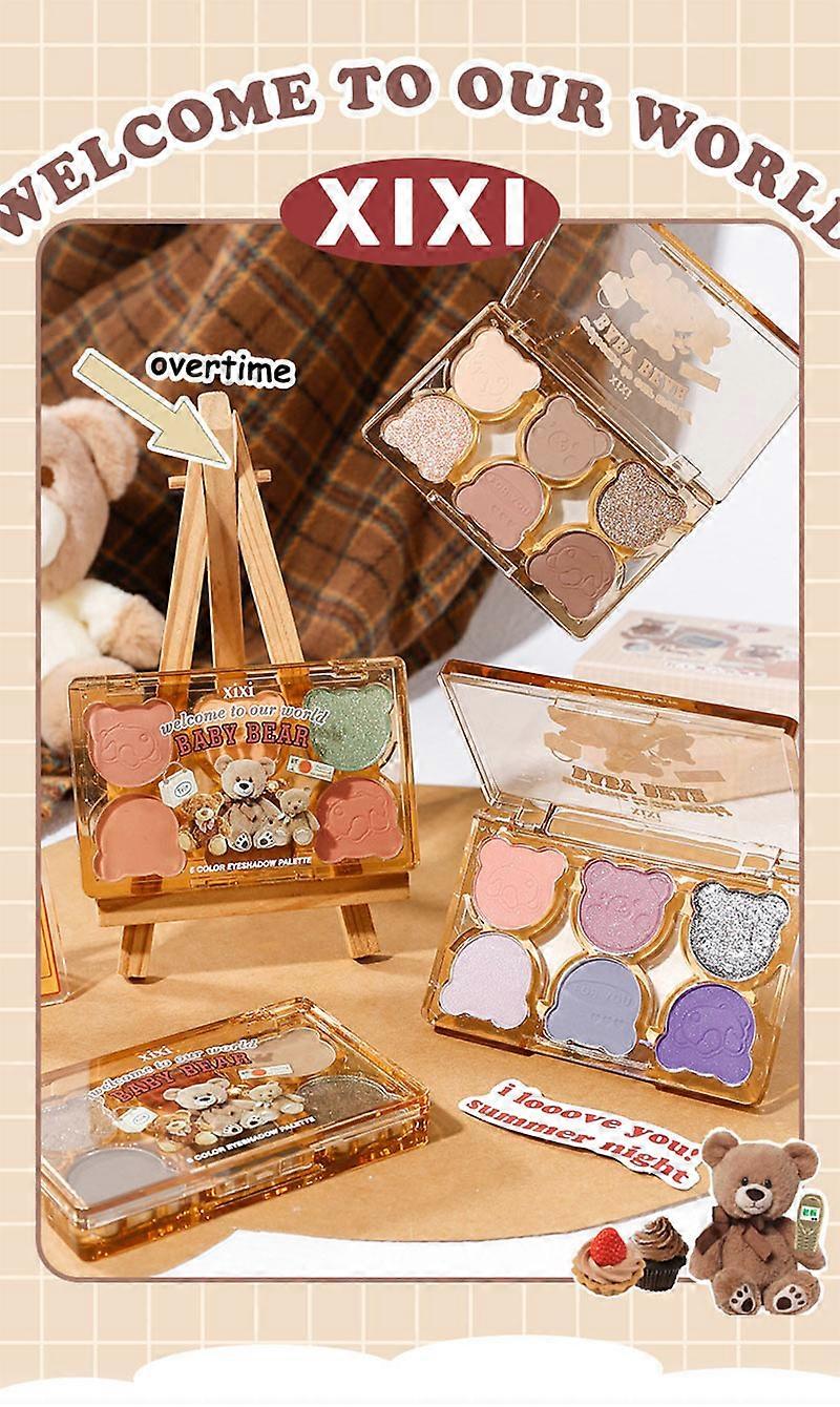 Bear-Shaped Eyeshadow Palette 6 Colors Vibrant Eye Makeup Kit
