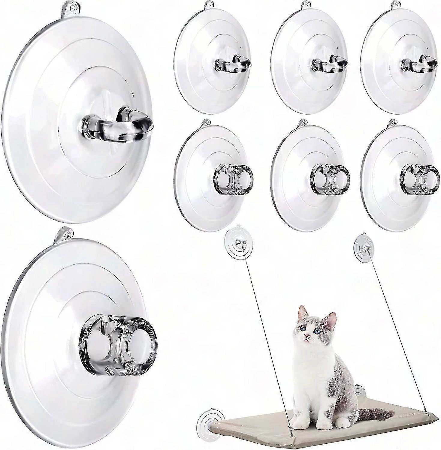 Cat Window Hammock with Strong Suction Cups - 2 Styles, 8 Holes, Transparent Glass Perch for Cats