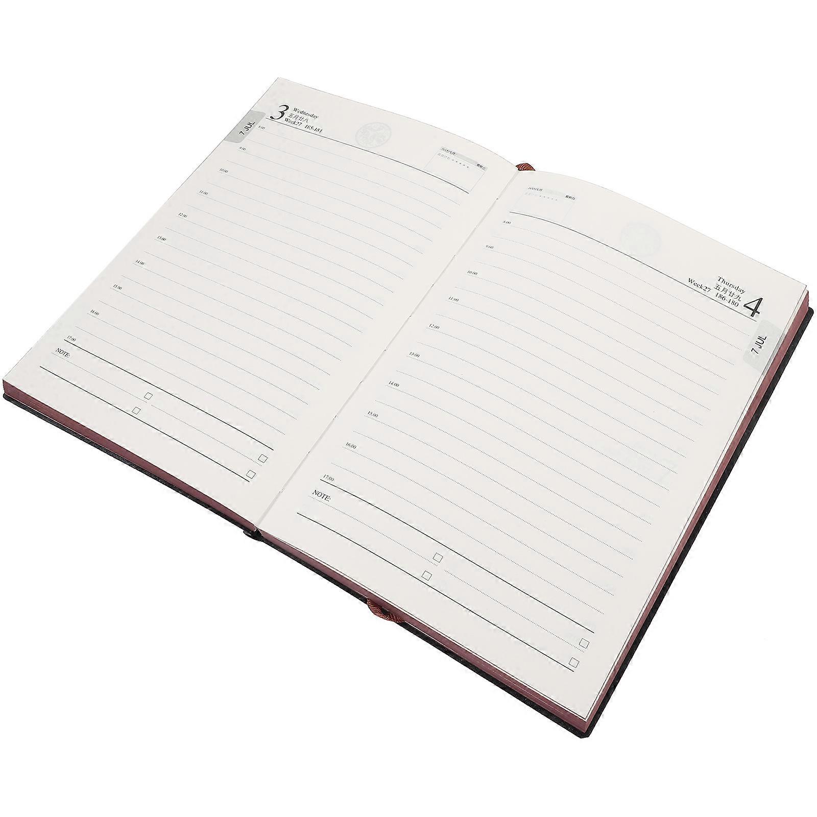 Schedule Notebook Daily Planner Notepad Office Use A5 Size Black Artificial Scheduling 1Pack