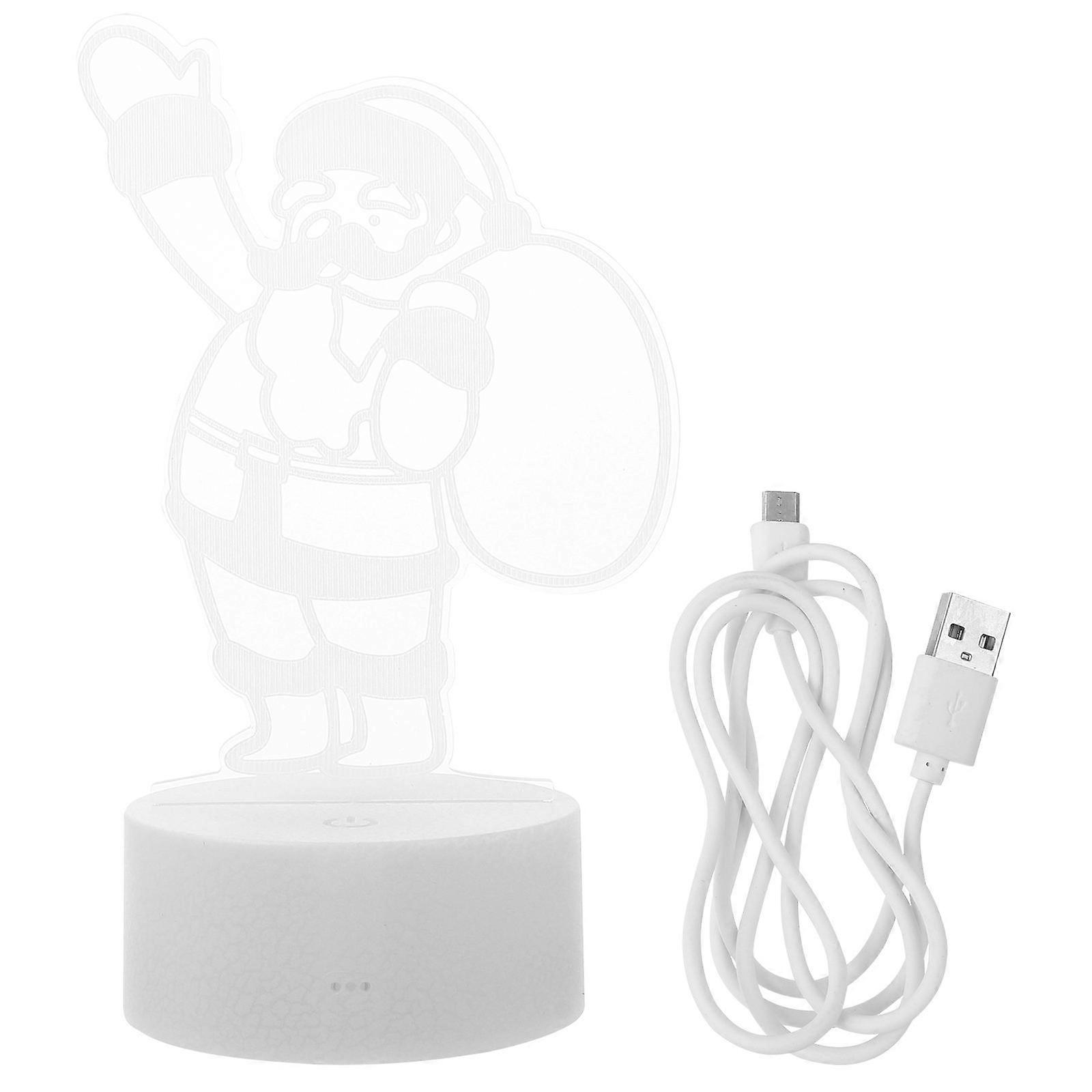 Santa Claus Shaped 3D Night Light for Decoration Assorted Color Acrylic and PVC 3D Vision Lamp