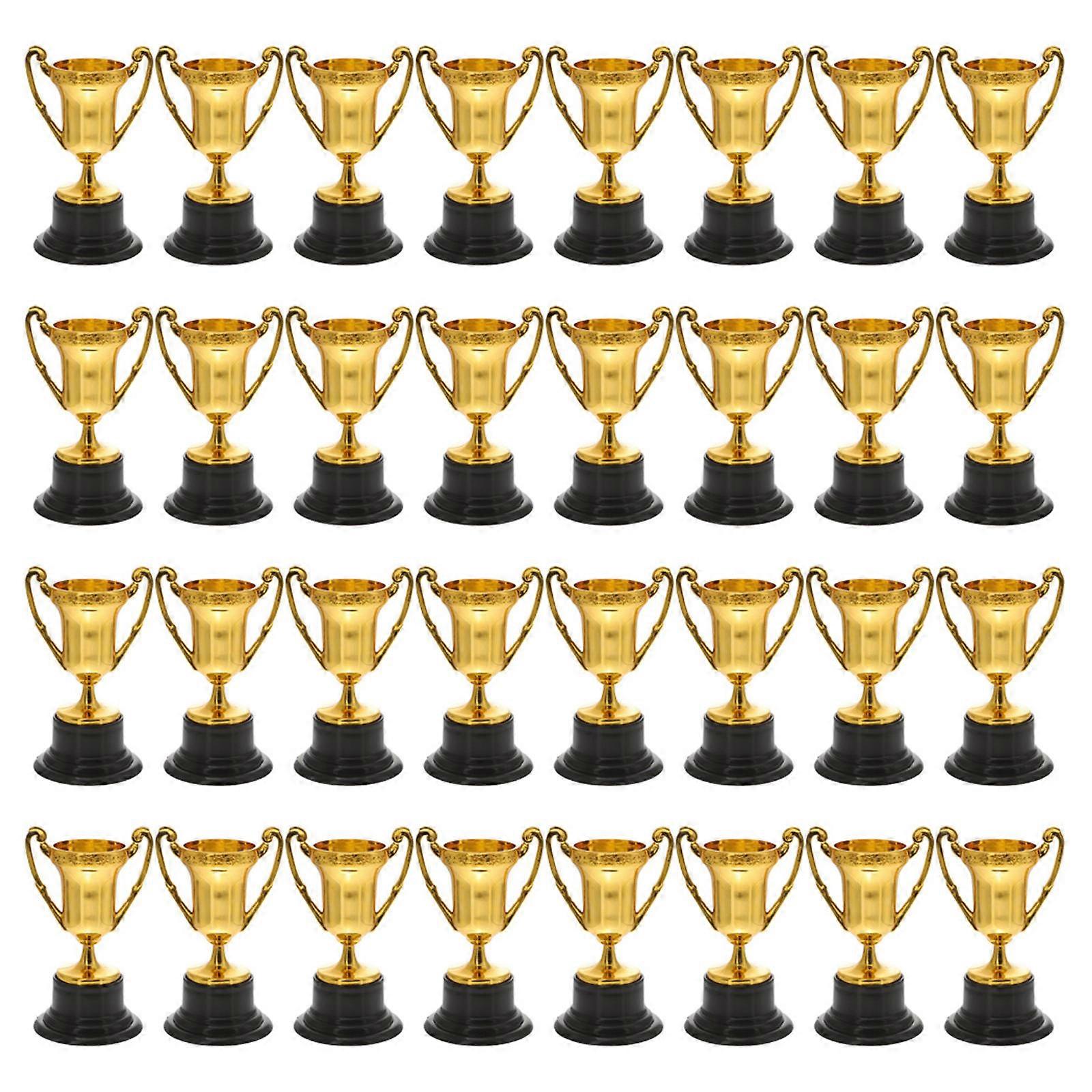 Plastic Mini Trophy Decor for Kids with 32Pcs Small Trophy Models