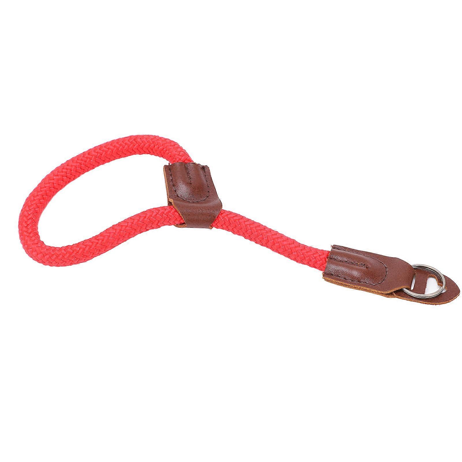 Adjustable Camera Hand Wrist Strap Cowhide Nylon Wear-Resistant Red