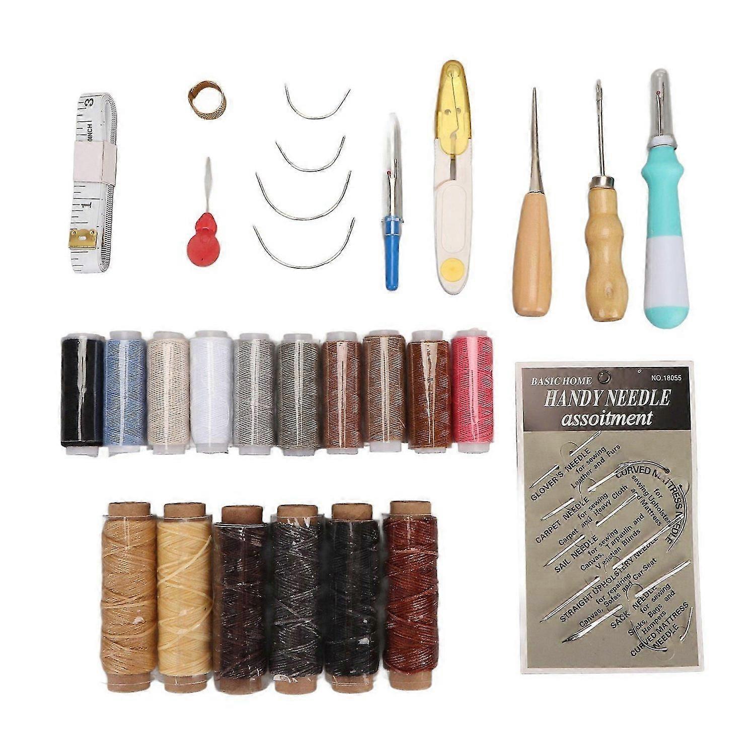 2025 Latest Model Leather Sewing Kit 16 Colors Waxed Thread Large Eye