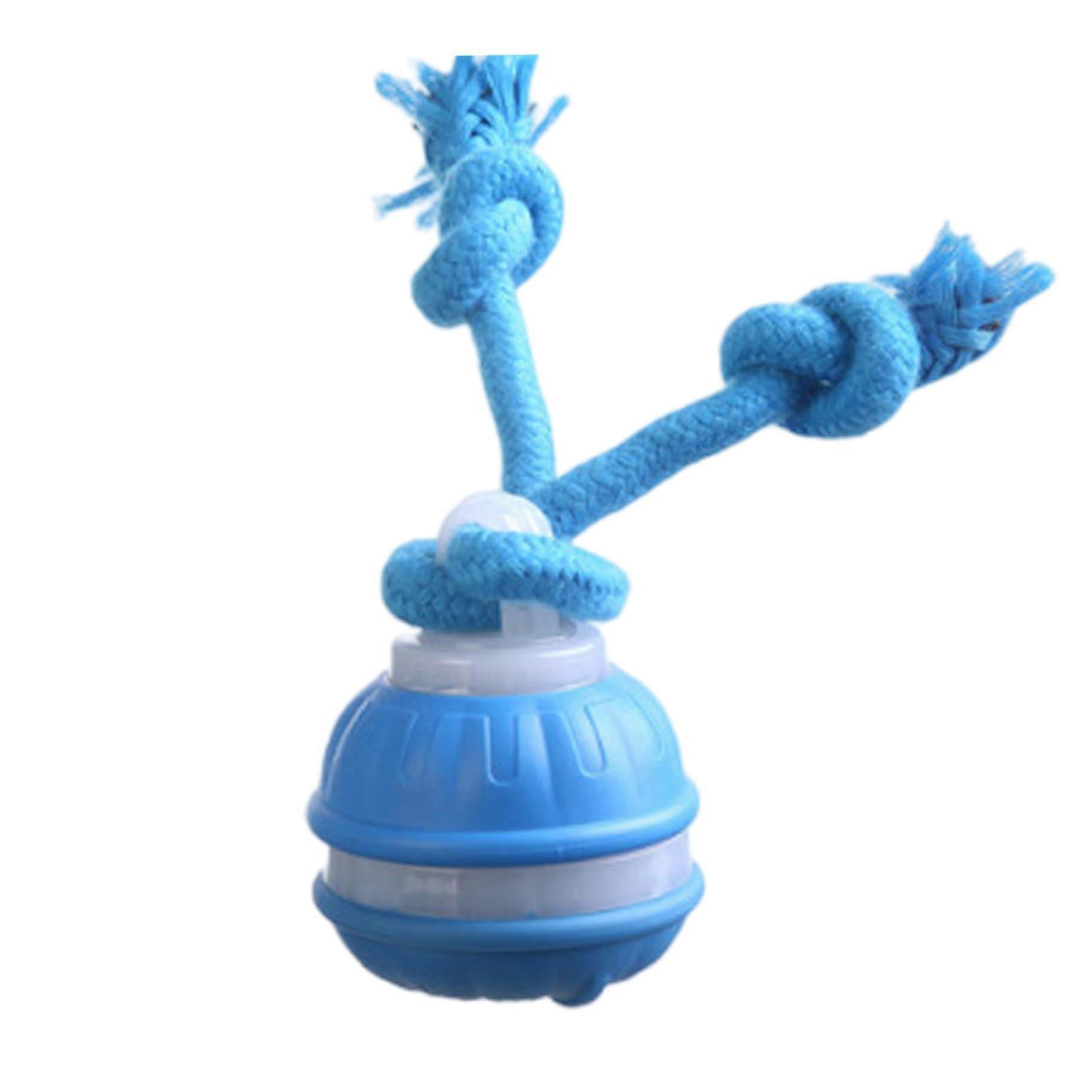 Interactive Dog Ball Self Play Rope Toy Automatic Electric Rolling Ball Jumping Bouncing Blue
