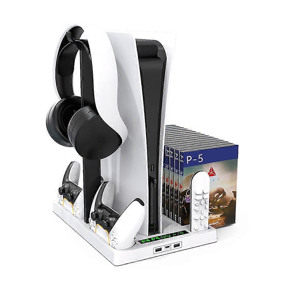 2025 Cooling Base Compatible For Ps5 Game Console Universal Multi-function Charging Dock Headphone Bracket With Disc Storage Rack