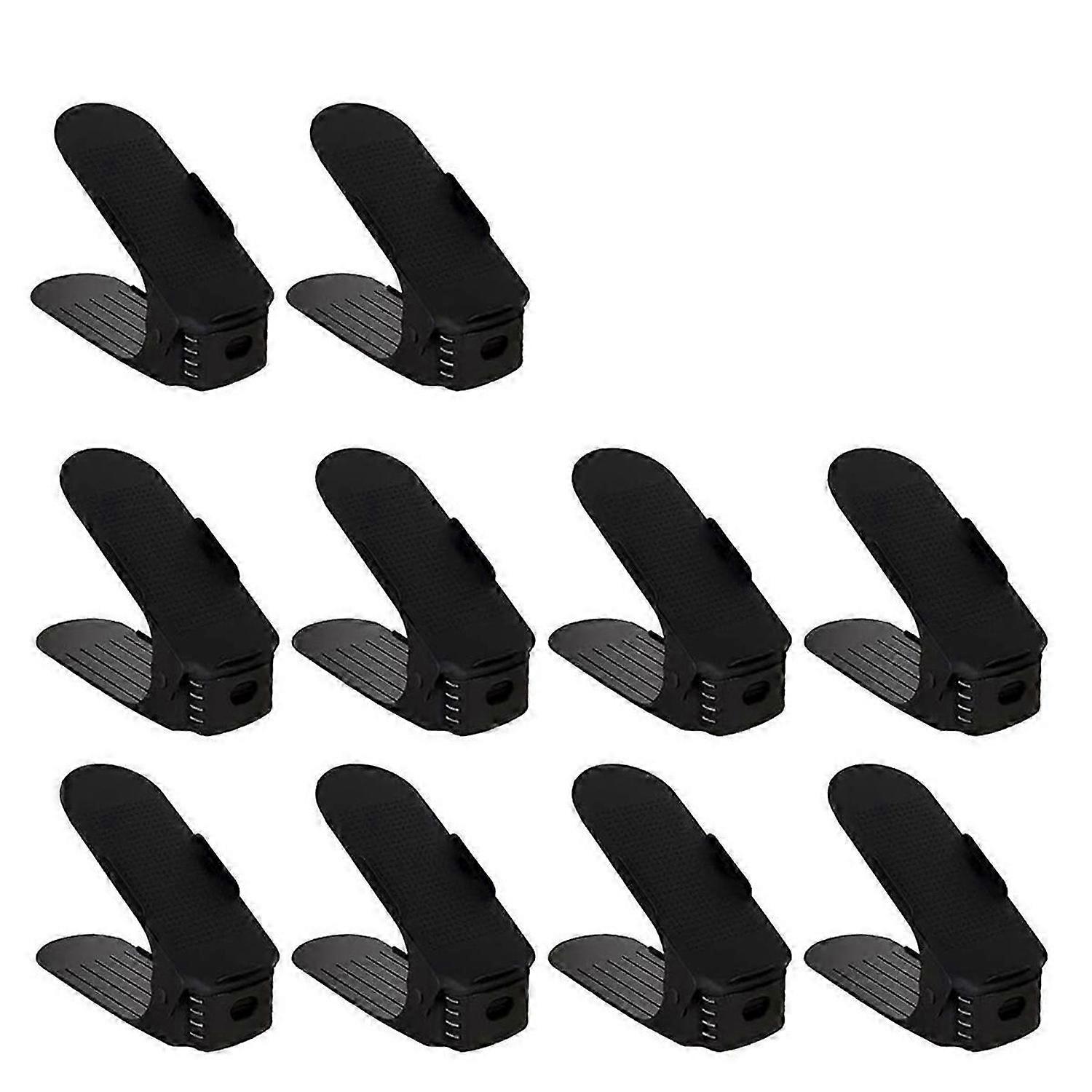 10PCS Double Layer Space Saving Shoe Rack Storage Holder, Black