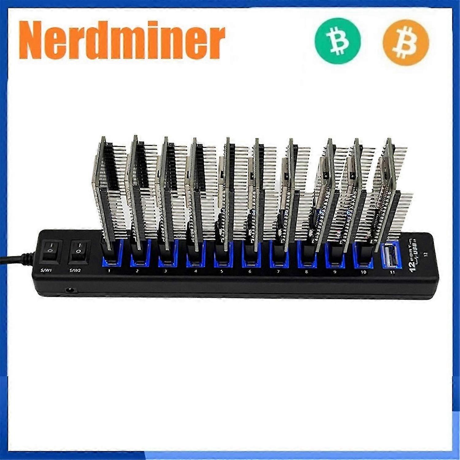NerdMiner Hub 550KH/S Solo Lottery Miner 10x55K Miner Combo Kit Bitcoin BTC  Miner Asic Mining