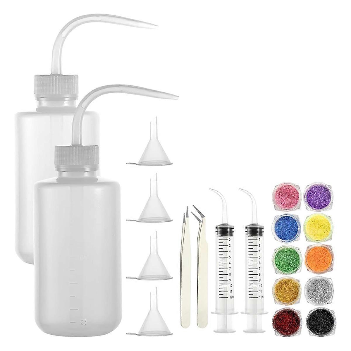 20Pcs Snow Globe Tumbler Supplies,DIY Snowglobe Tumbler Kit with Bottles of Glitter,Plastic Squeeze Bottle White