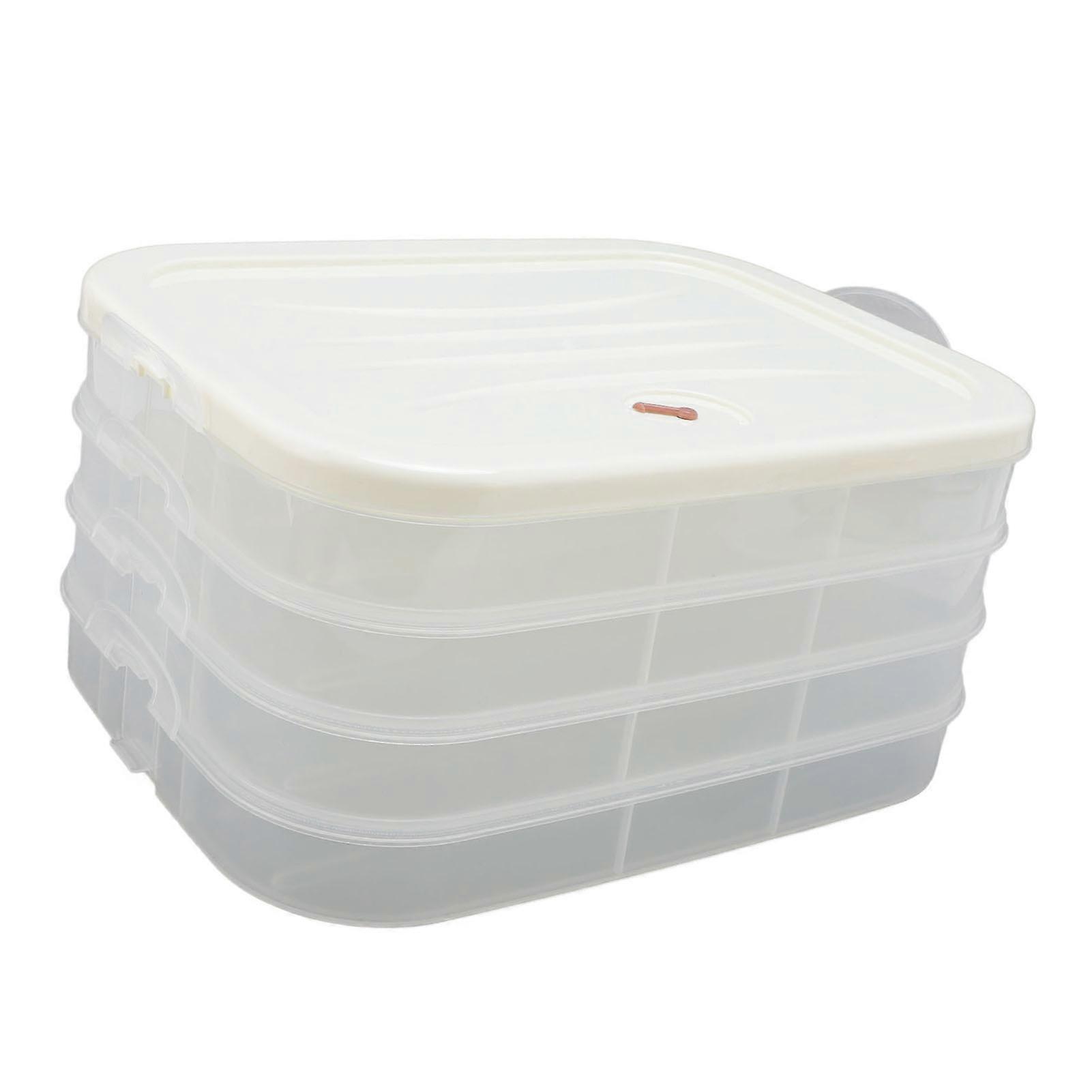 4 Layer Large Capacity PP Food Storage Container, Stackable, Double Buckle