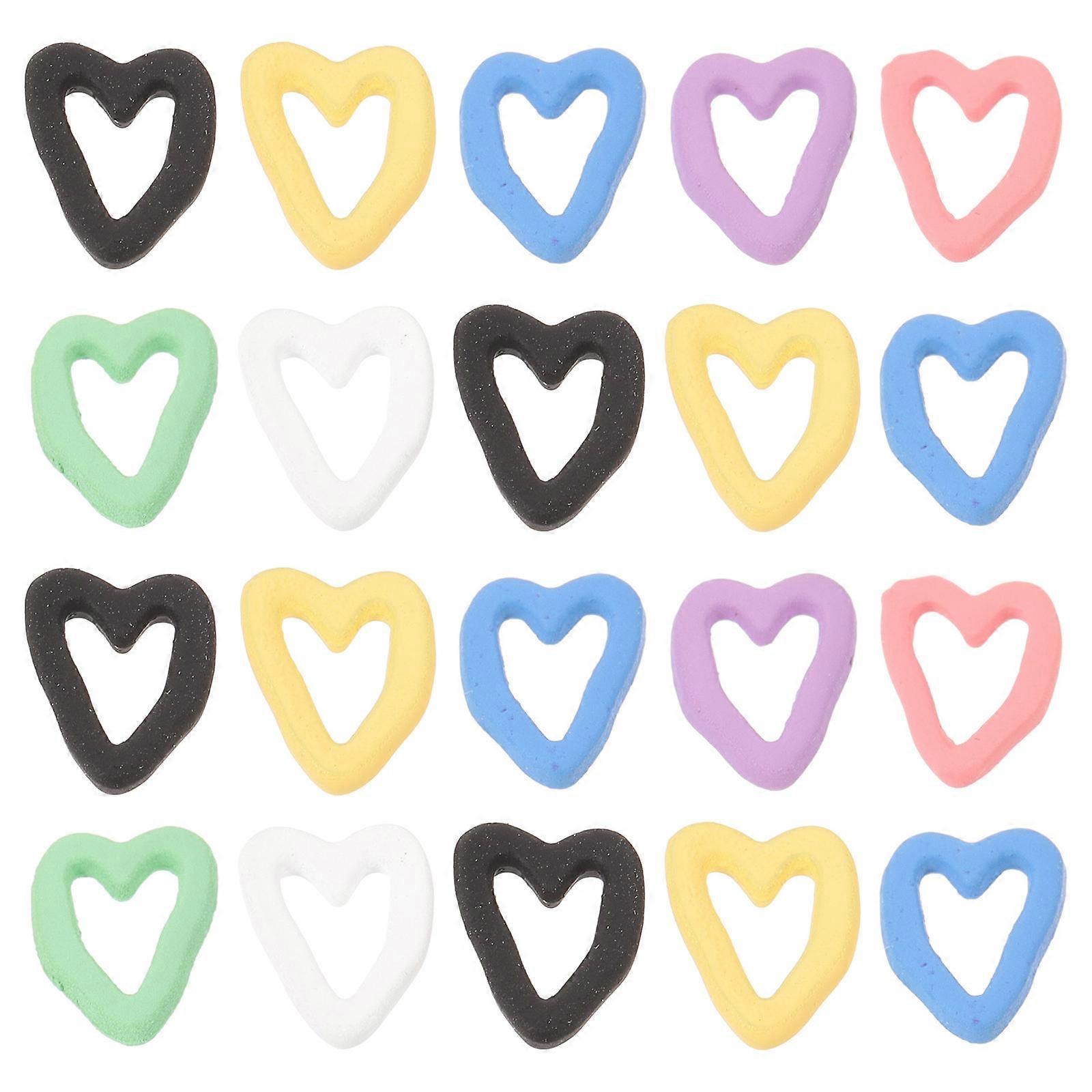 Assorted Color Nail Charms Heart Shaped for Manicure 40Pcs Alloy Charms