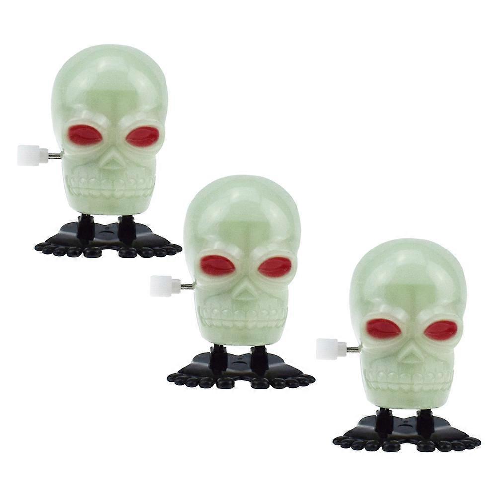 3Pcs Halloween Skull Wind Up Toys Clockwork Toy Glow in The Dark for Kids