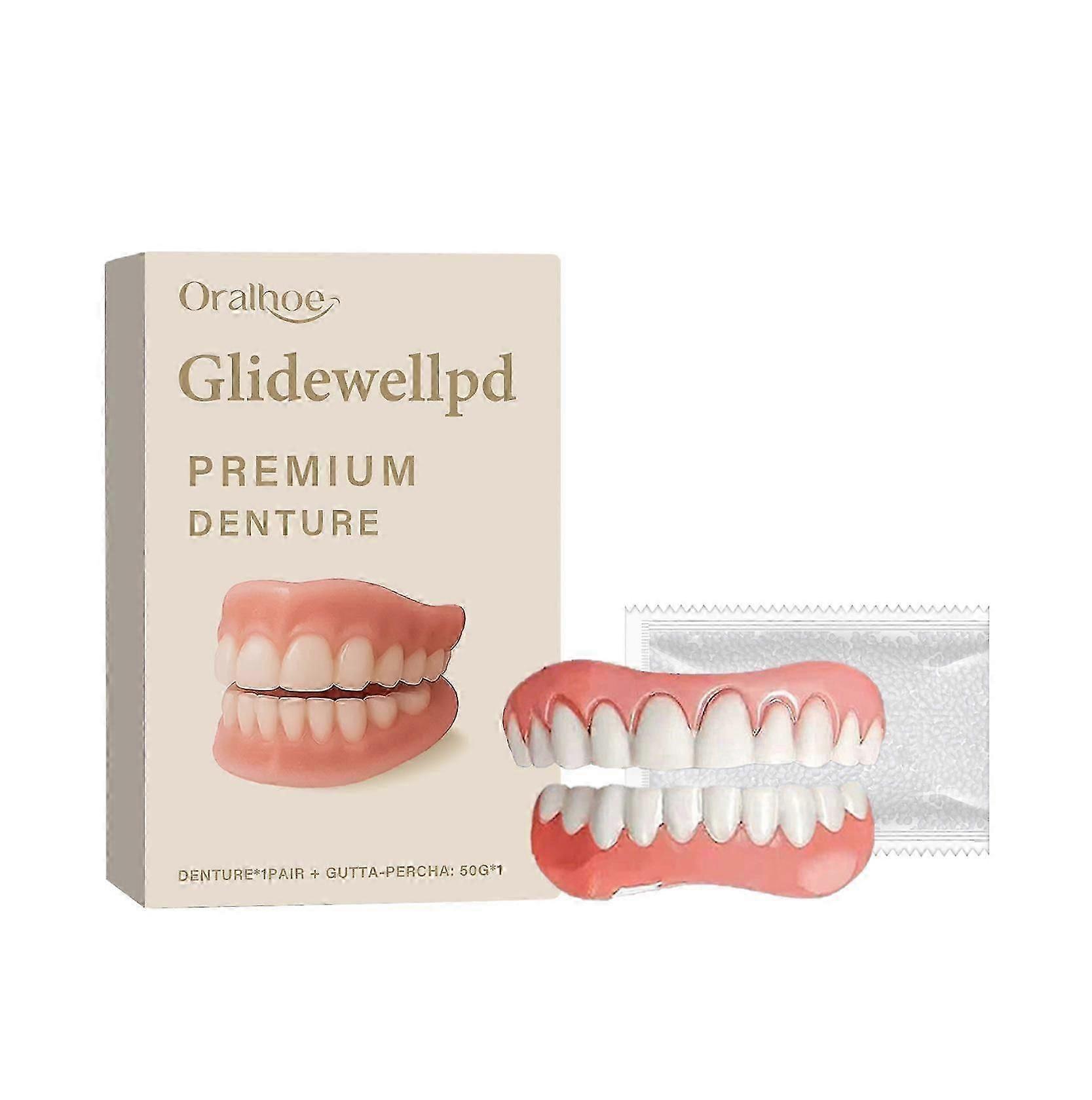 Glidewellpd - 高级硅胶假牙,Smileasego 高级全口假牙