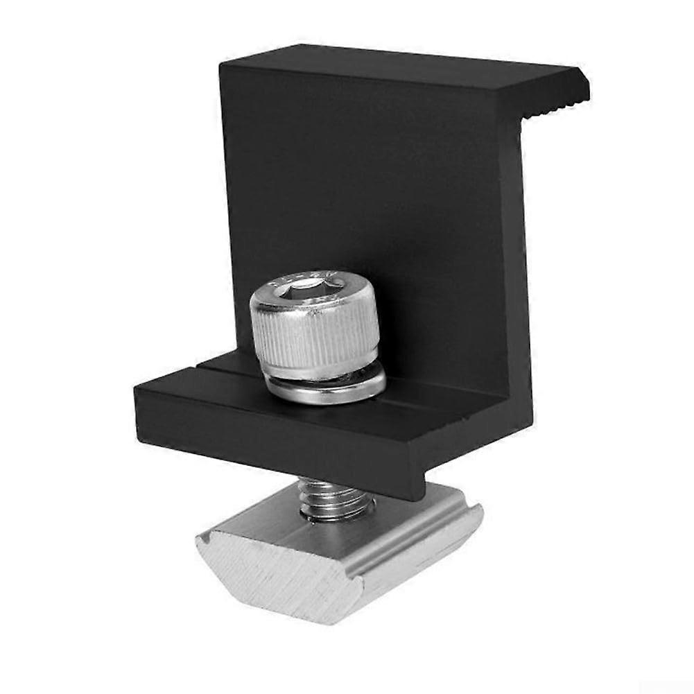 Solar Panel End Clamps 4 Pack Aluminum Alloy Black 40mm PV Mounting Brackets Rooftop Frame Heights 3040mm Weatherproof