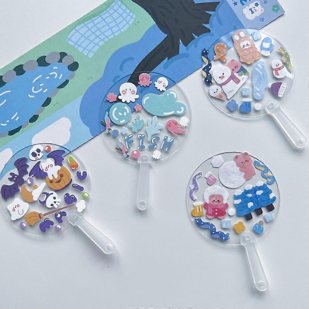 10/15/20Pcs Goo כרטיס מדריך מדבקות 5 ס"מ מיני גוקה מאוורר Kawaii קישוט מדבקת DIY כלי יד כרטיס קוקיה ציוד לבית הספר