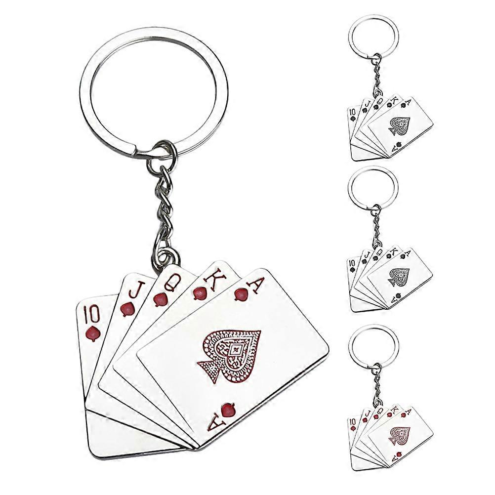 Card Keychain Card Shape Friends and Loved Ones Metal Assorted Color Magical Prop 4Pcs