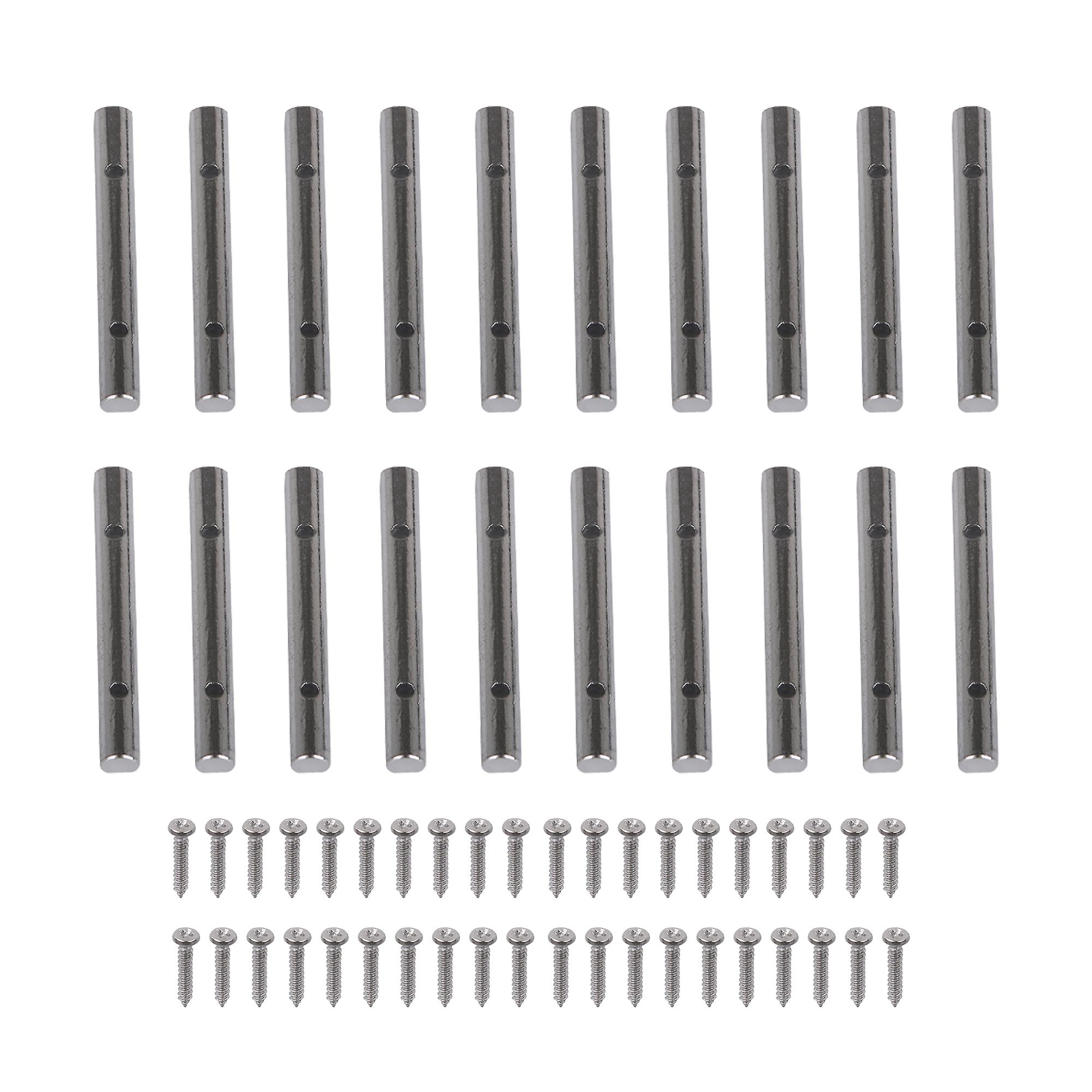20Pcs Silver Metal Guitar String Tension Bars 49mm DIY Tools & 40x Screw