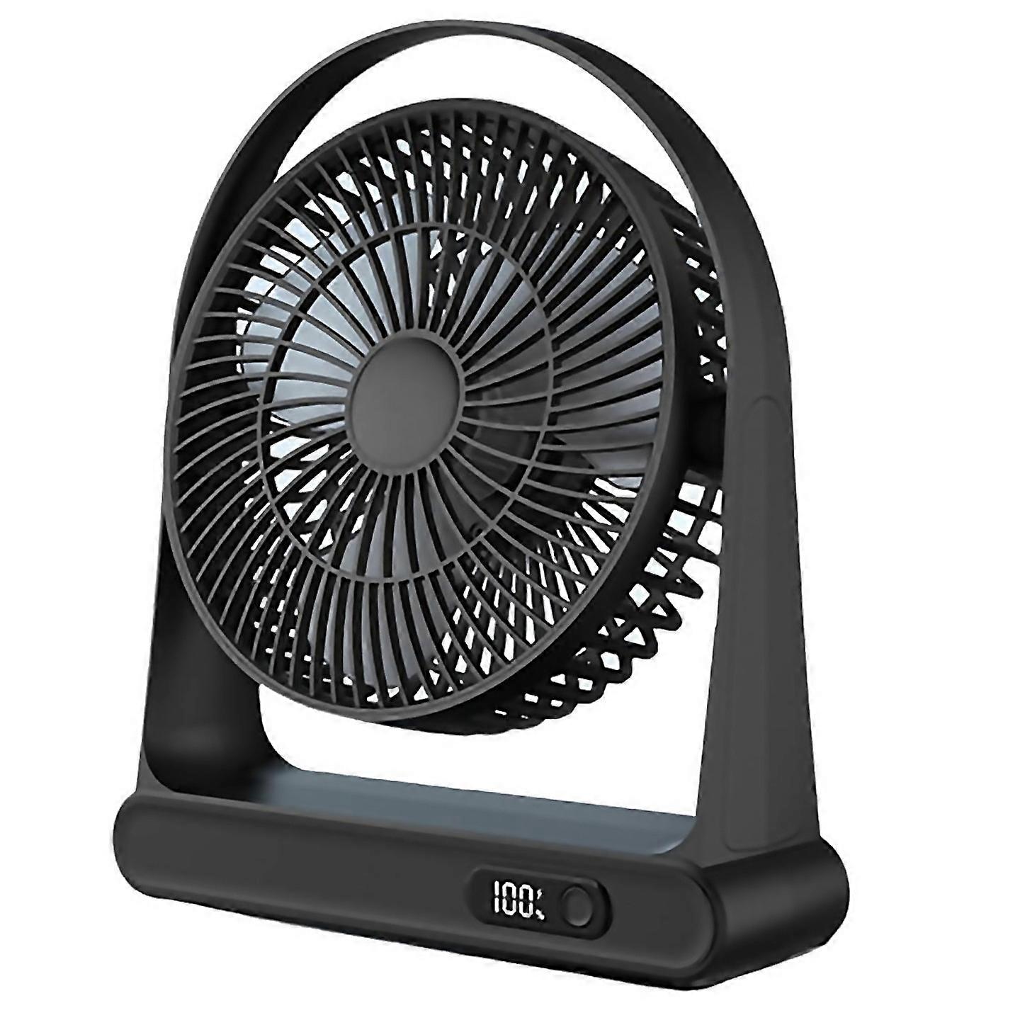 For Desktop Usb Small Fan Mini Rechargeable Digital Display Fanblack