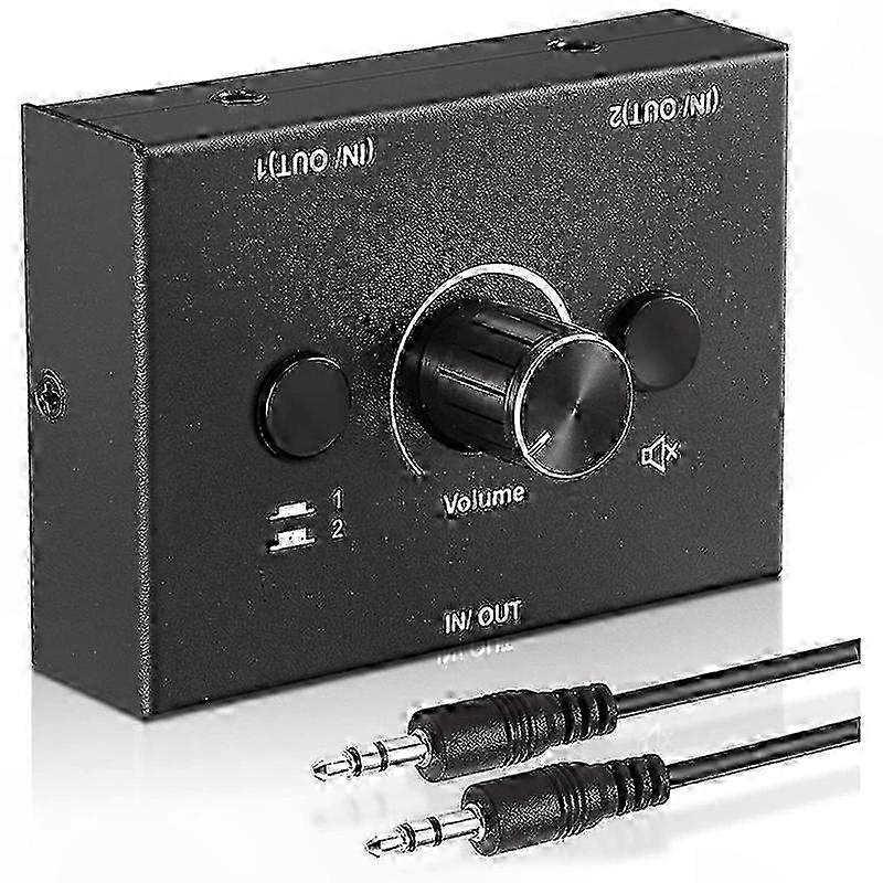 3.5mm o Switcher Box, 2-In-1-Out and 1-In-2-Out o Splitter Selector, Portable o Signal Switch for Headphones and Devices
