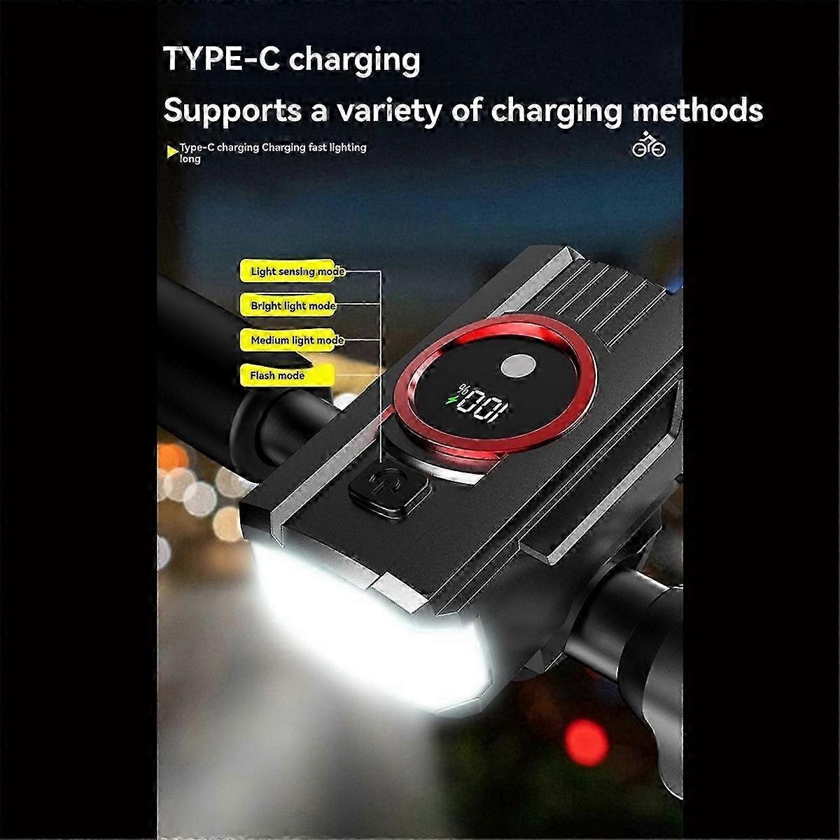 Bicycle Light Rechargeable Bike with Charging Quantity Display