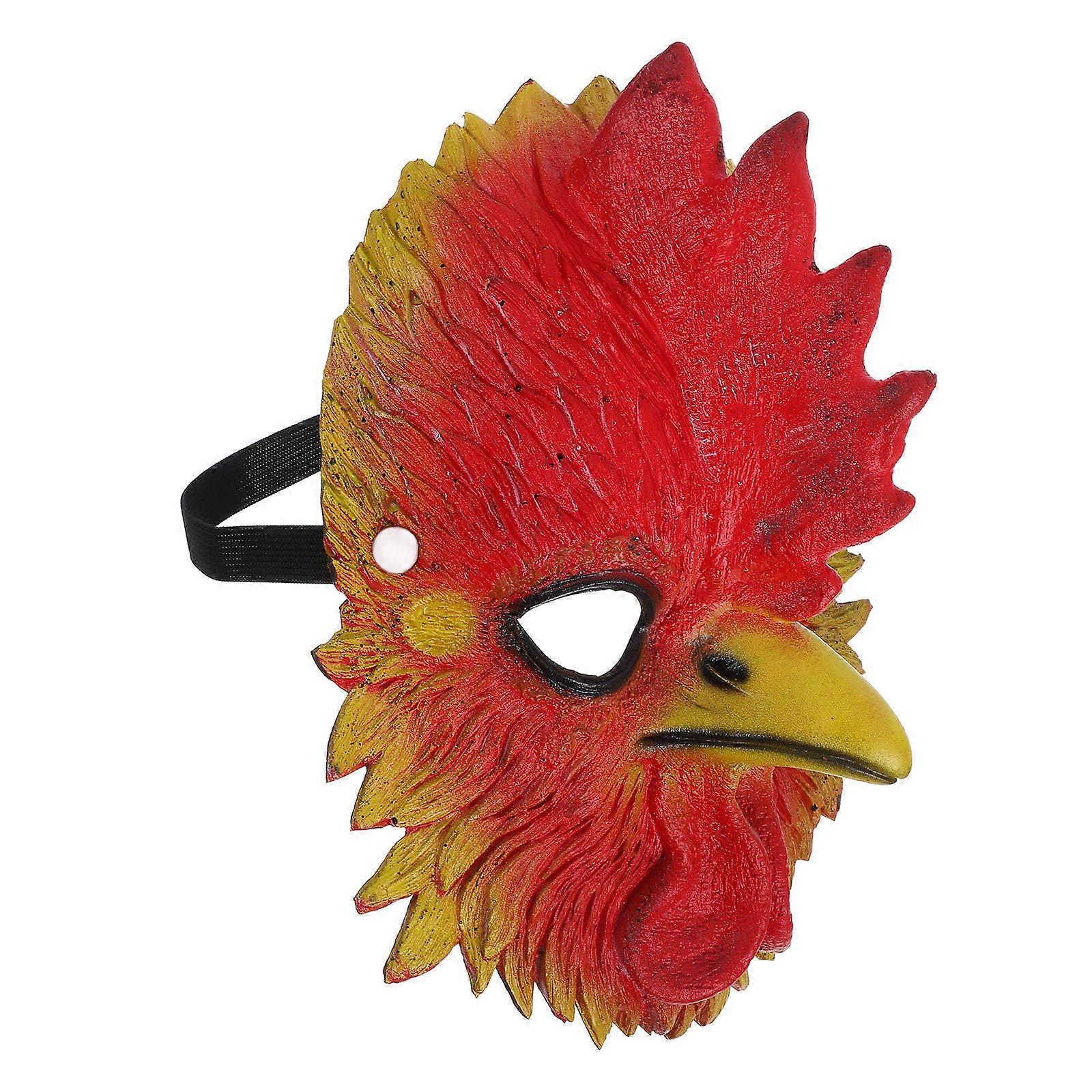 Halloween Party Rooster Mask Animal Mask for Costume Use 2Pcs Red PU