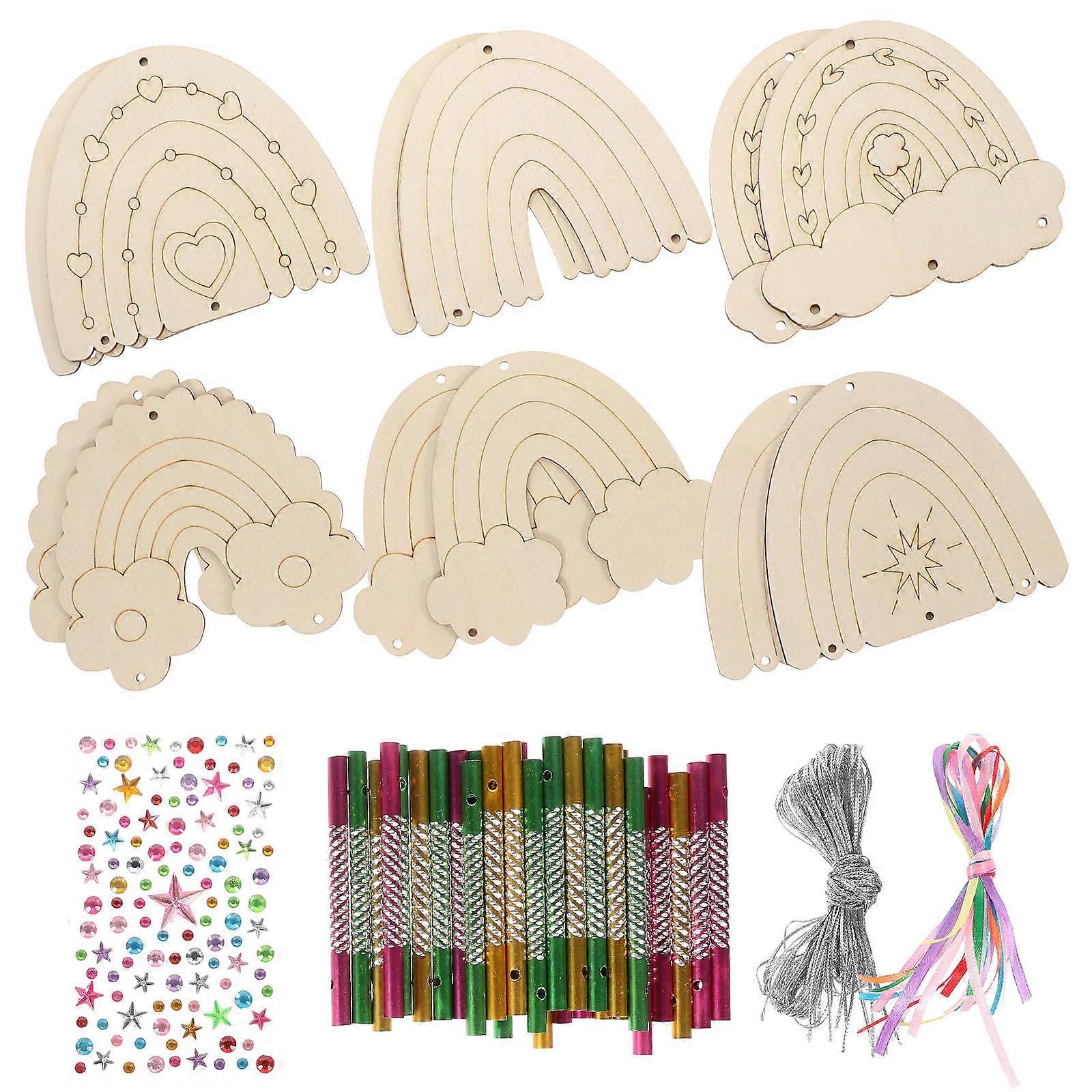 Wooden Wind Chime Tubes for DIY Hanging Decoration 3Sets Assorted Colors