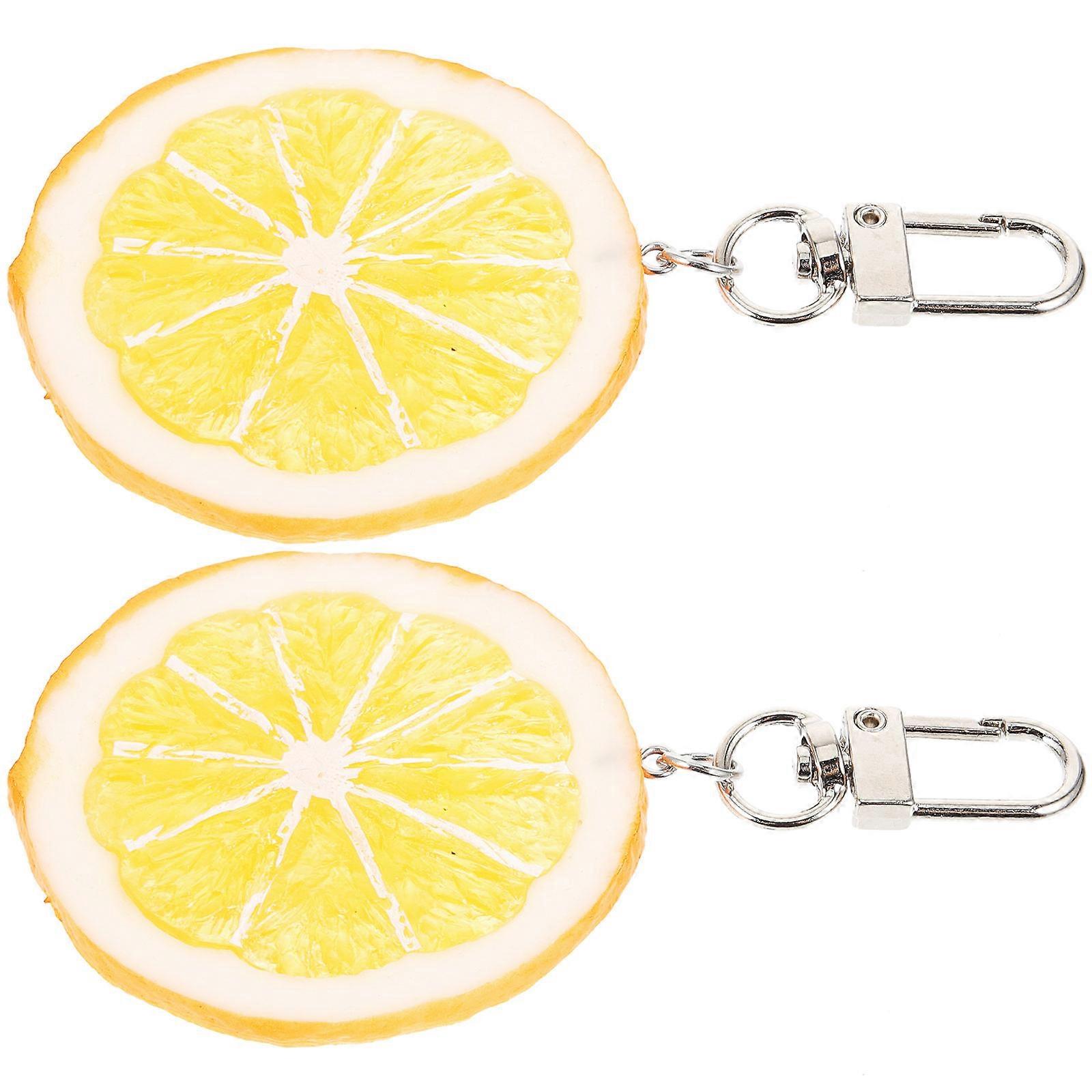 Decorative Fruit Design Keychains Lemon-Shaped Keychains 10Pcs