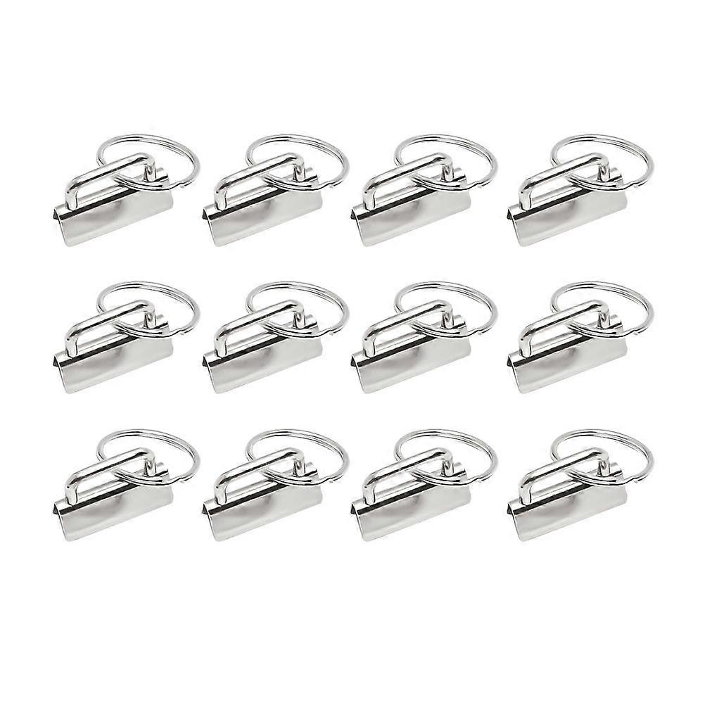 20 Pcs Key Fob Key Chain Fob Wristlet with Key Ring for Lanyard (2.5x1.2cm, Silver)