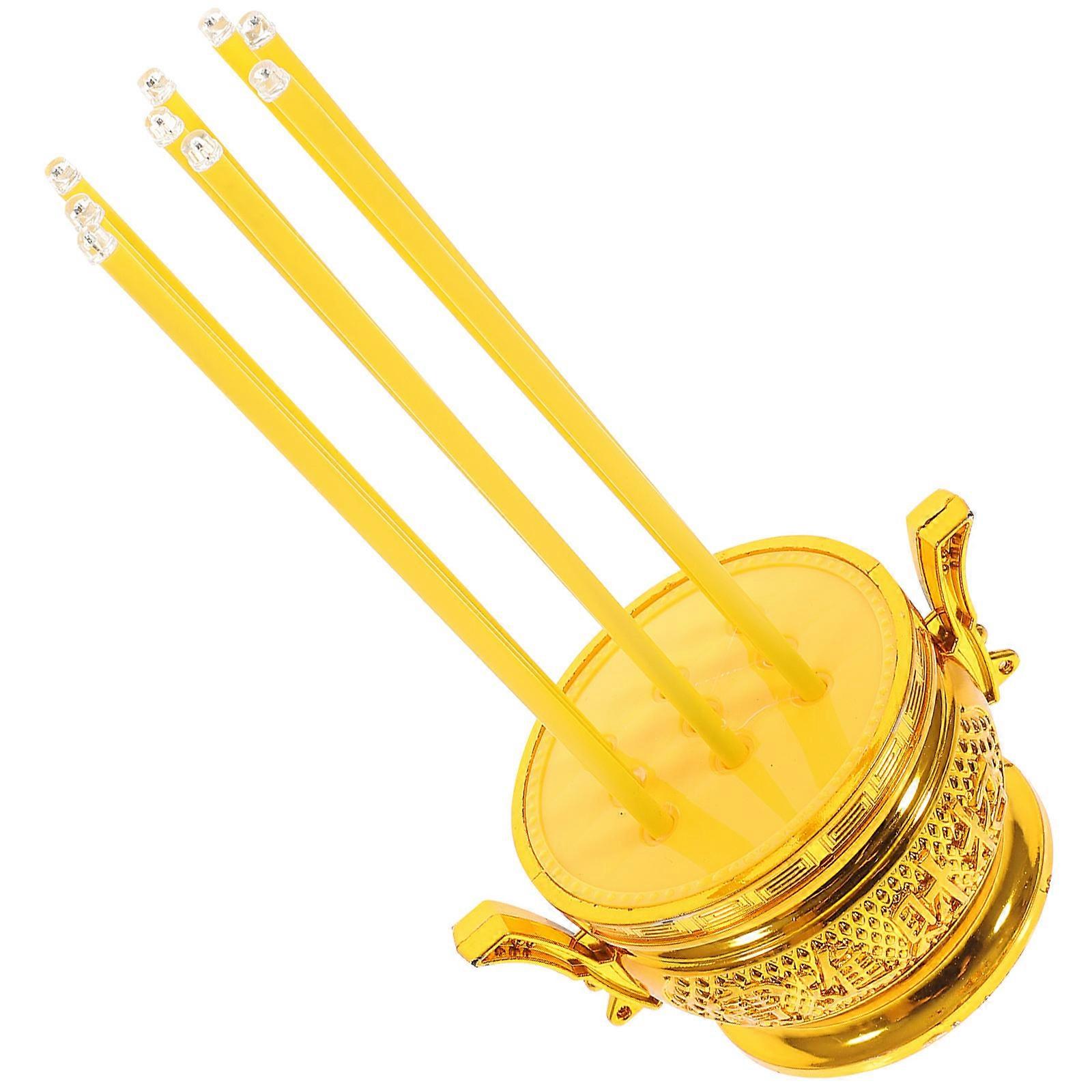 Portable LED Electronic Incense Burner 2Pcs Square Design Ideal For Sacrifices And Offering Buddha In Golden Color