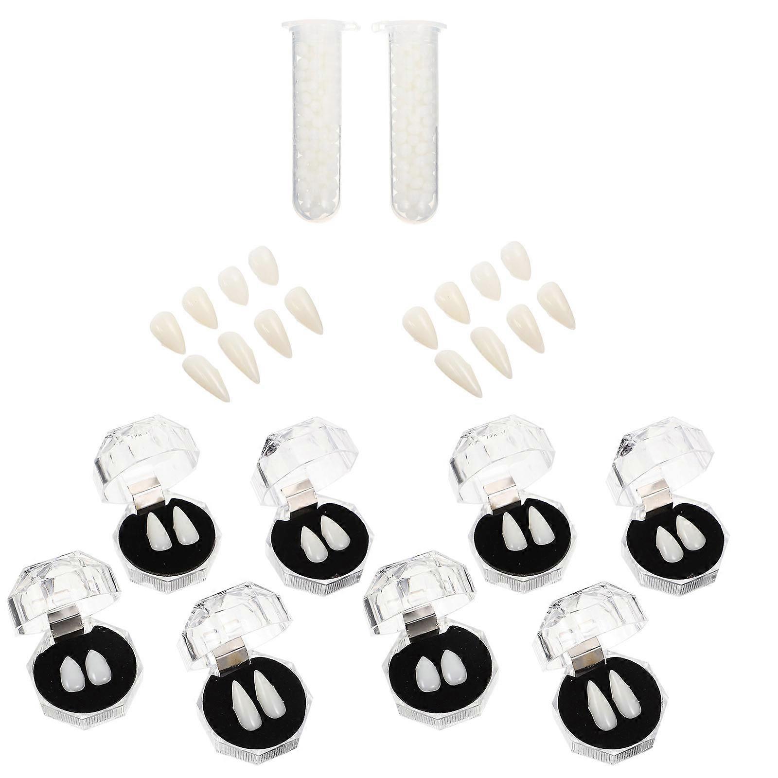 Fangs Halloween Cosplay Accessories 1 Set Suitable For Vampire Or Costume 13Mm Assorted Color Adhesive Beads