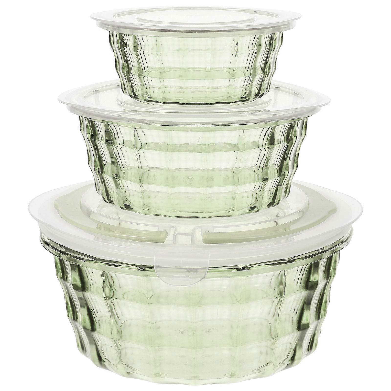 Divided Food Storage Container Set With Green Color Ideal For School Use And Picnic 3Pcs